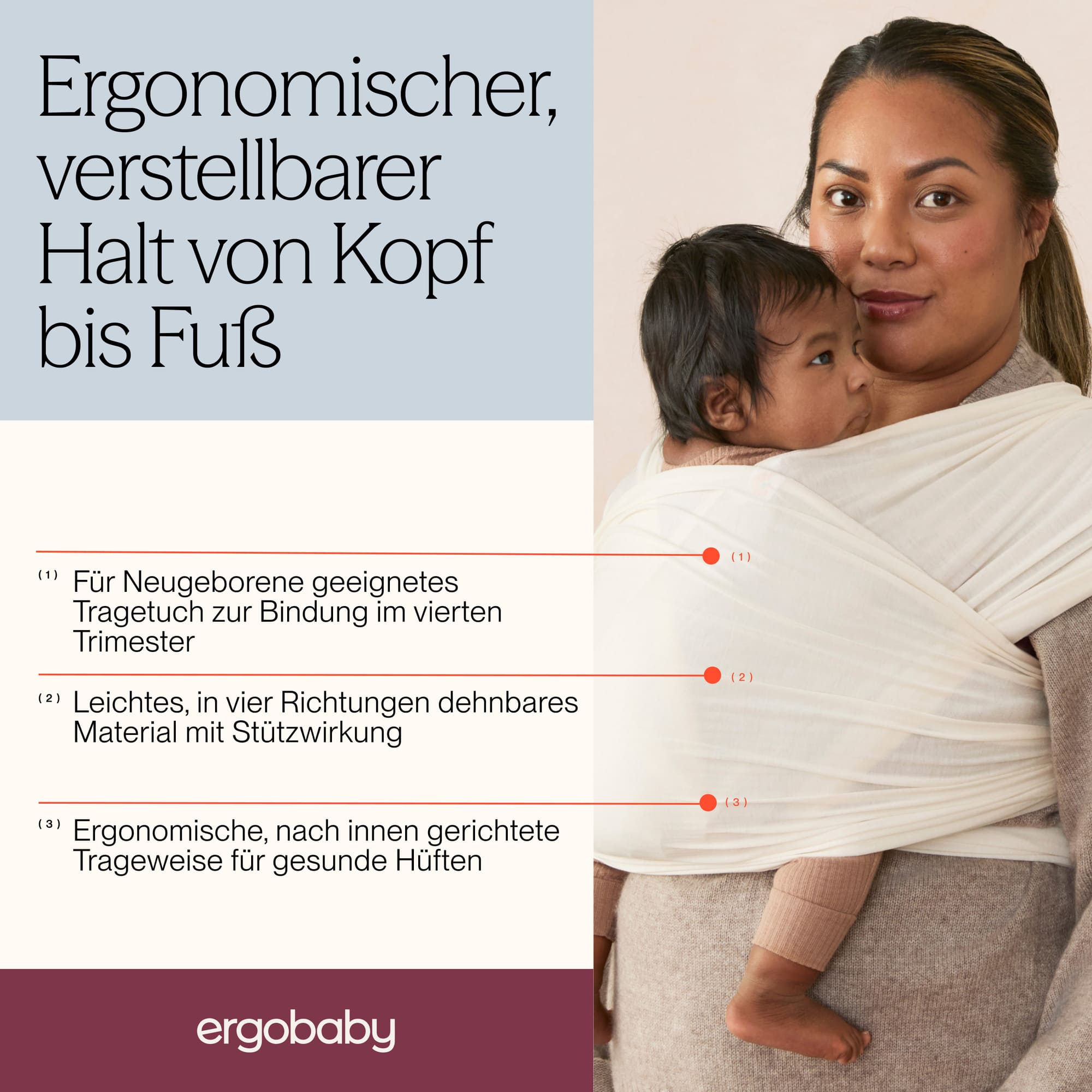 Tragetücher, ERGObaby, Beige – Produktansicht