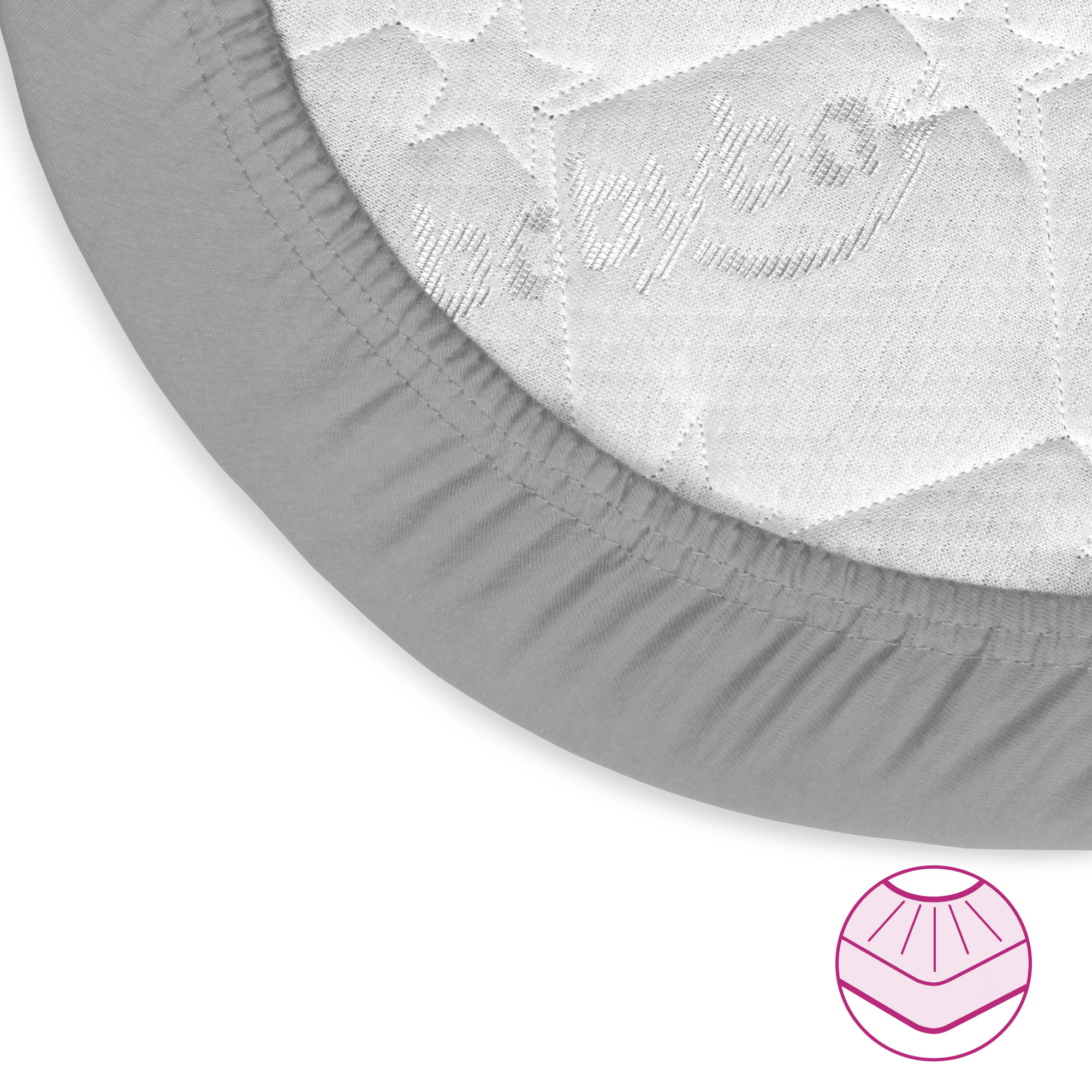Spannbettlaken, babybay, Grau – Produktansicht