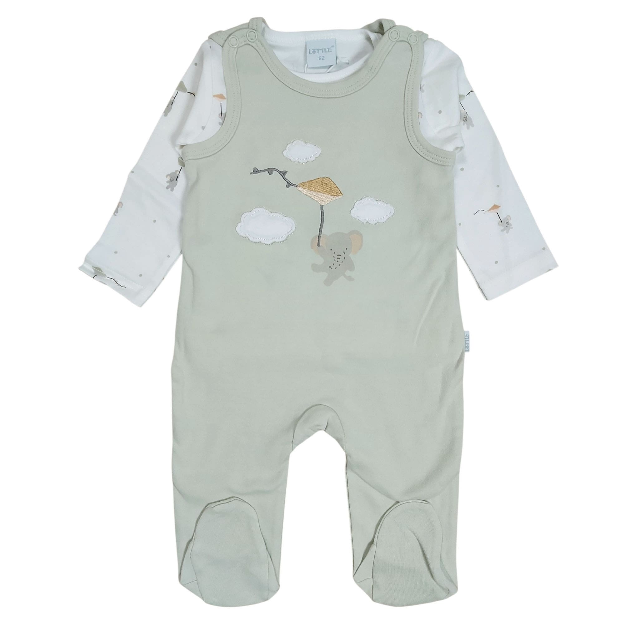 Strampler, LITTLE, Grün – Besonderheit: Set bestehend aus Strampler und Langarmshirt