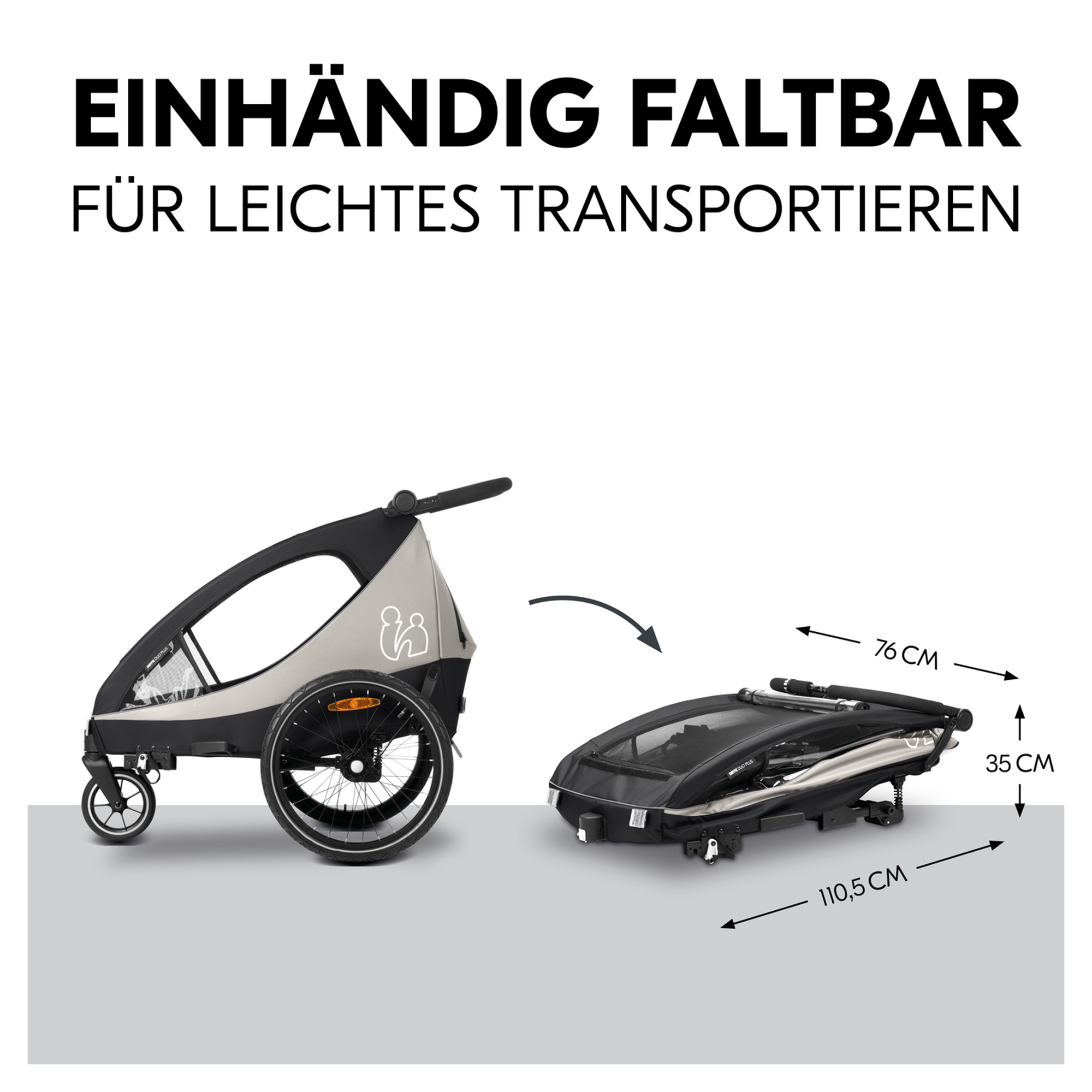 Fahrradanhänger, hauck, Schwarz – Produktansicht