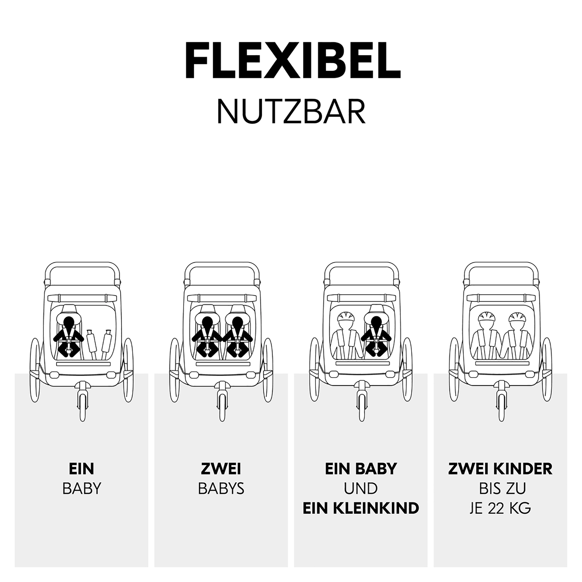 Fahrradanhänger Hängematten, hauck, Grau – Produktansicht