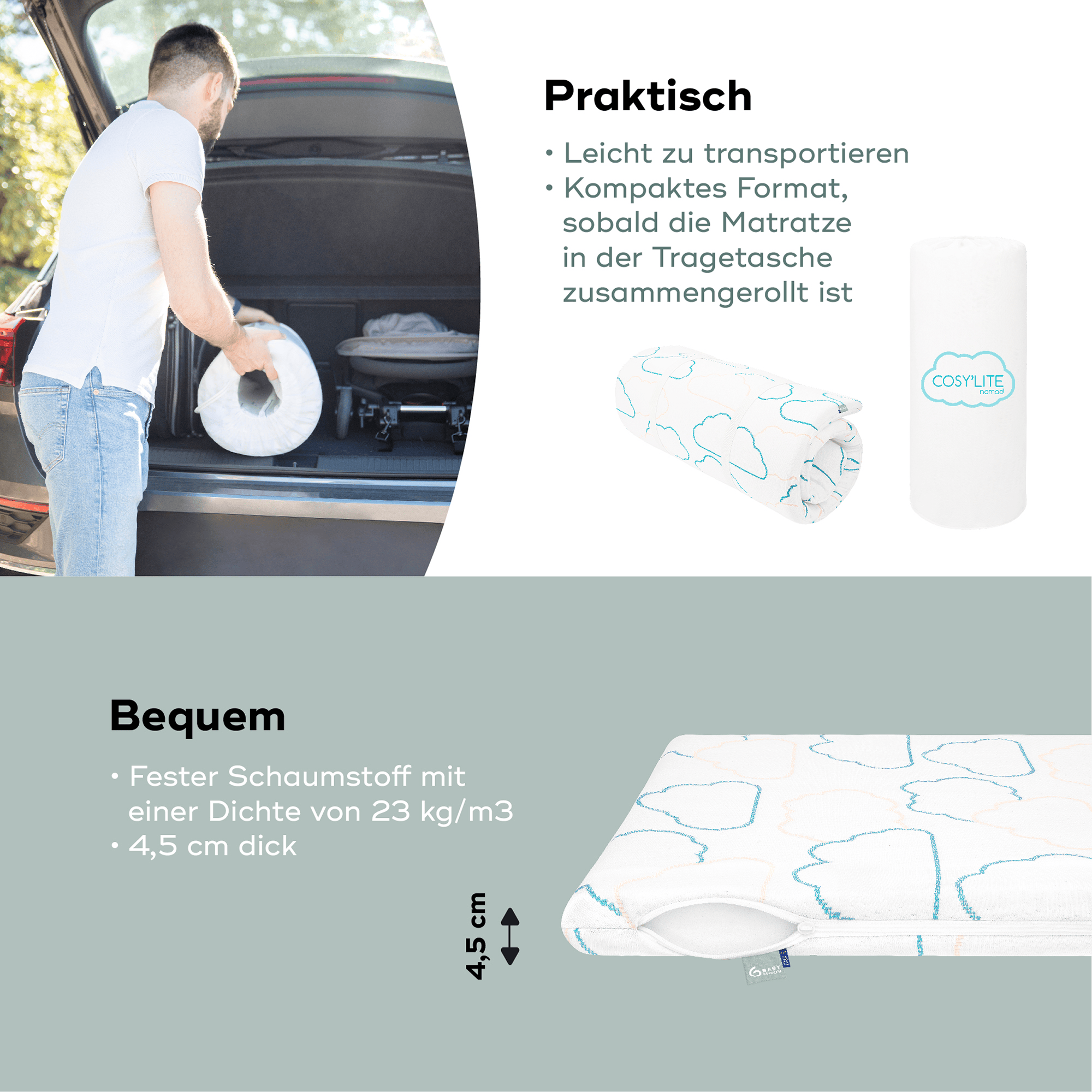 Reisebettmatratzen, babymoov, Weiß – Produktansicht