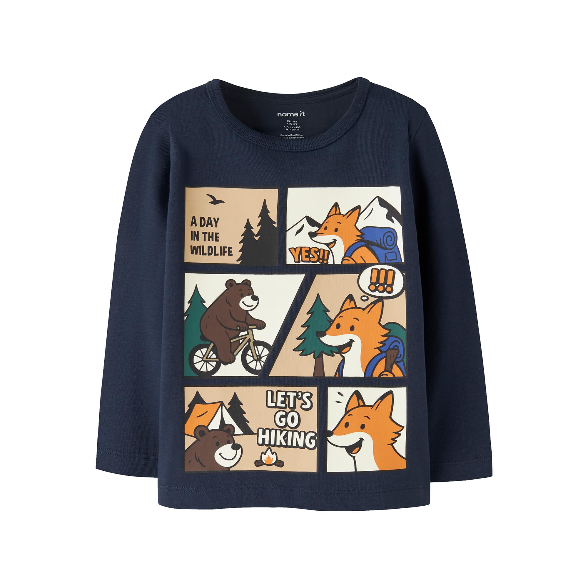 Langarmshirts, name it, Blau – Besonderheit: mit Pigmentprint