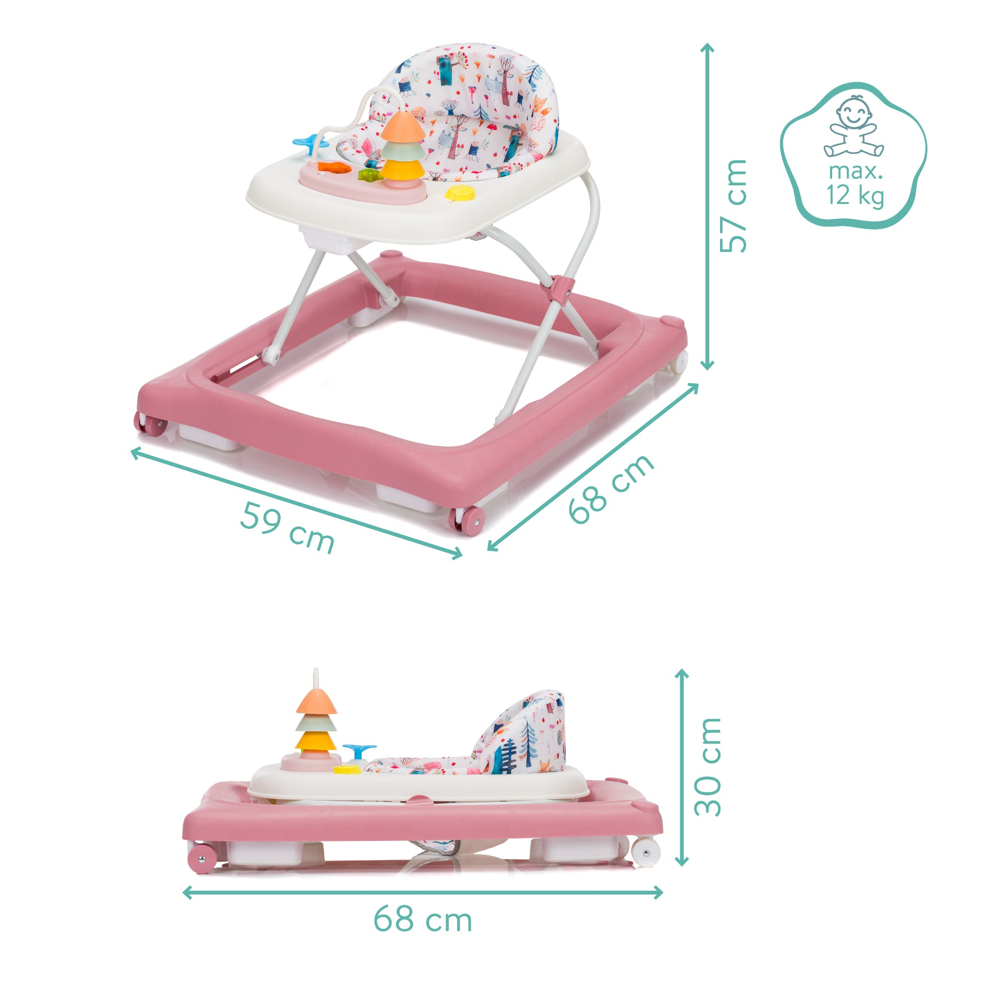 Lauflernwagen, fillikid, Pink – Produktansicht