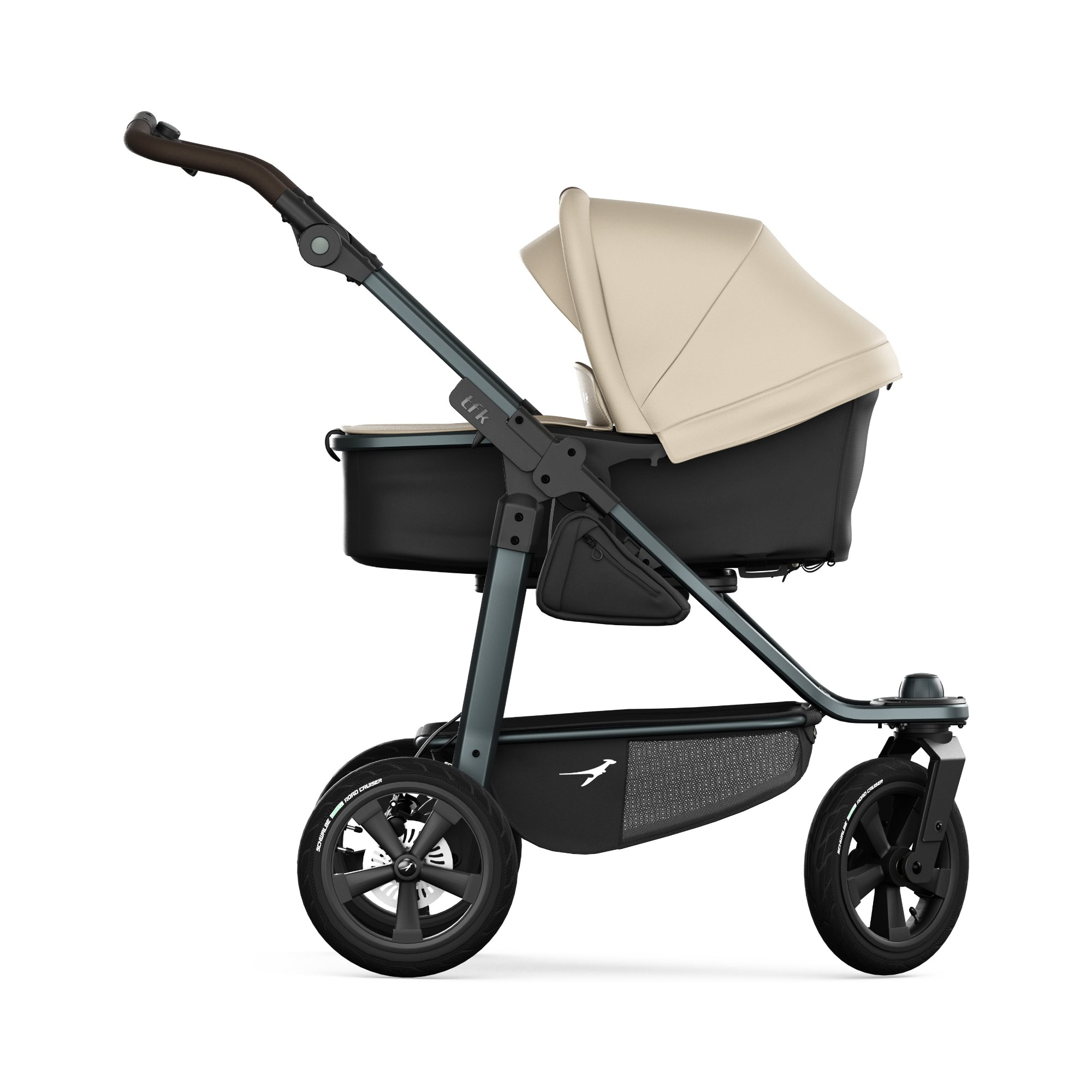 Kombi-Kinderwagen, tfk, Beige – Besonderheit: Wanne mit großer Liegefläche
