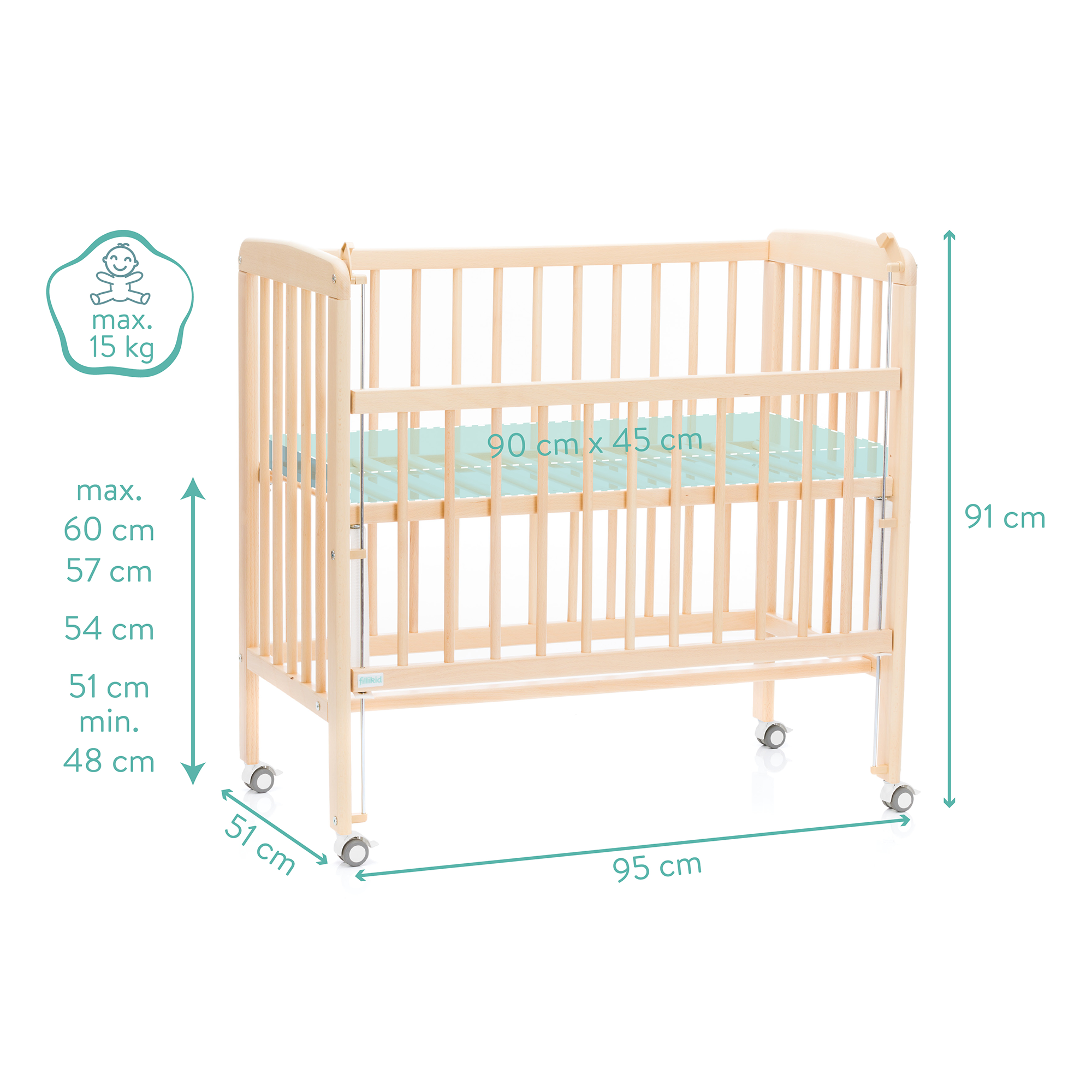 Beistellbetten, fillikid, Beige – Produktansicht