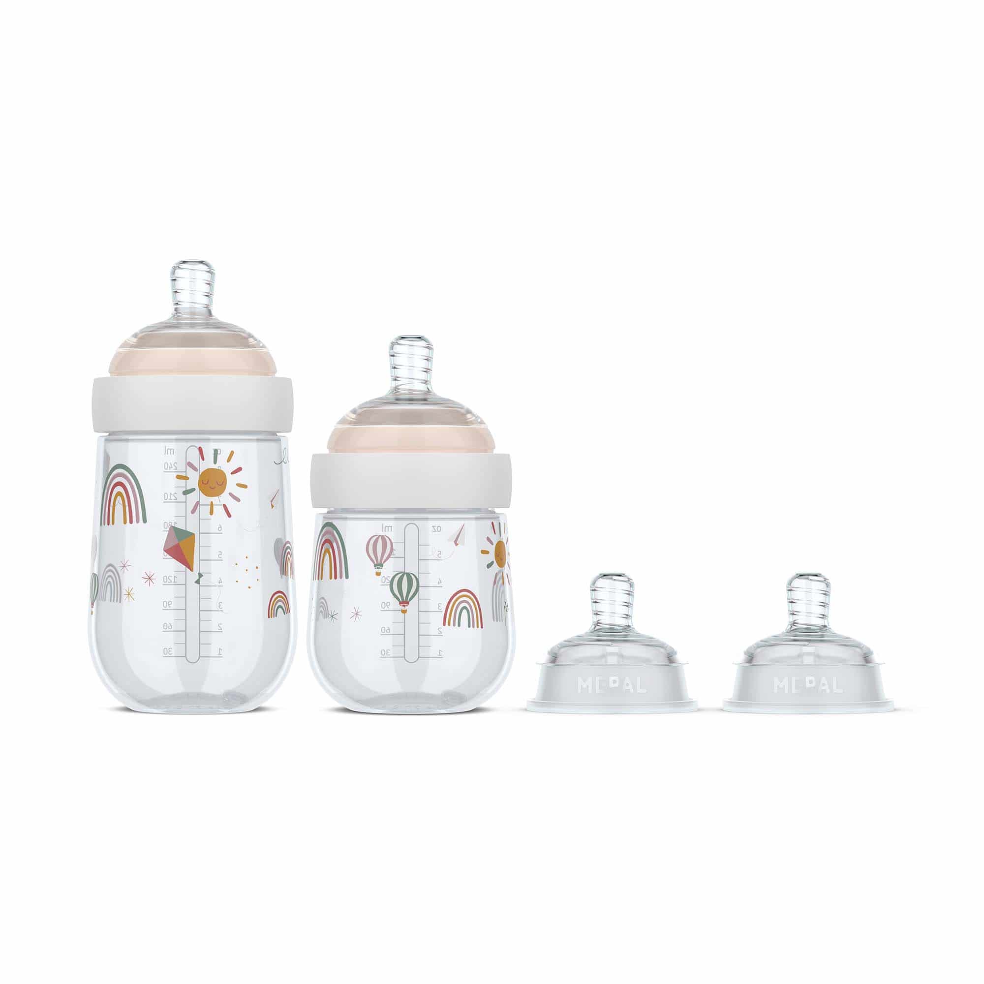 Babyfläschchen, MEPAL, Transparent – Besonderheit: Set enthält 1x  165 ml Babyflasche, 1x 240 ml Babyflasche und zwei Sauger