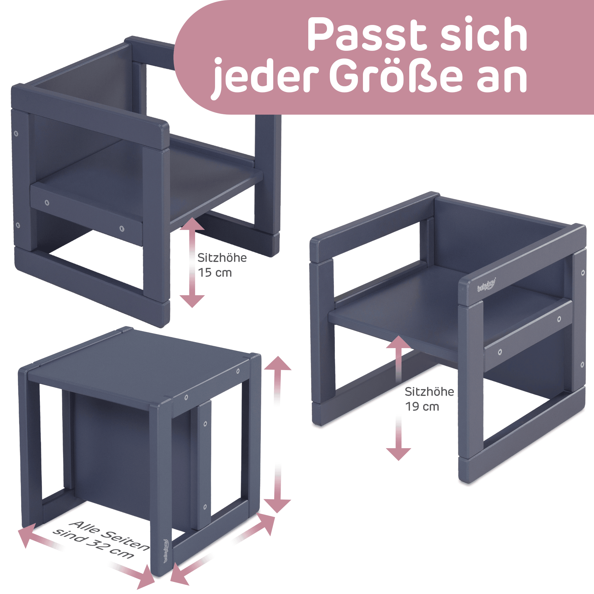Lerntürme, babybay, Grau – Produktansicht