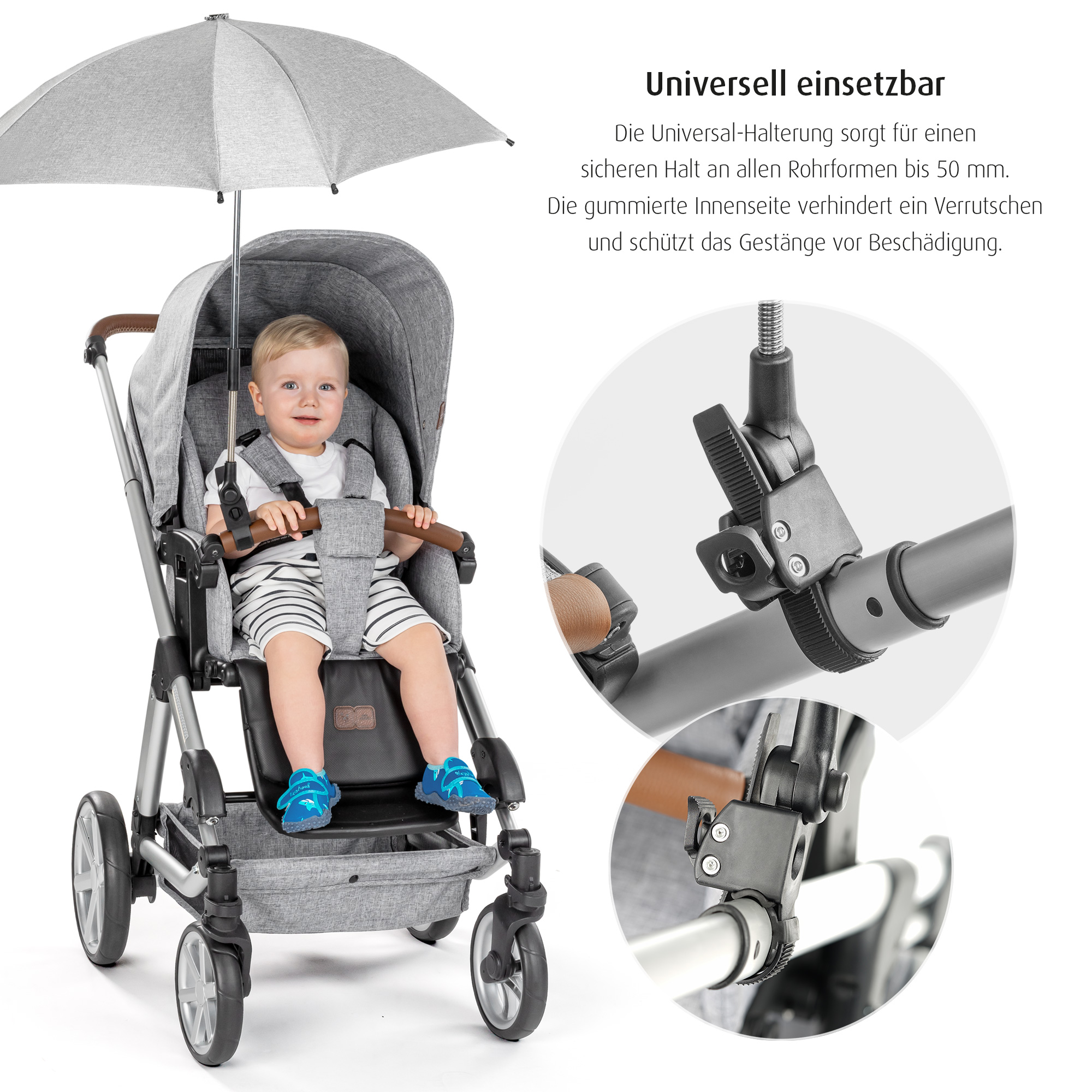 Sonnen- & Insektenschutz Kinderwagen, reer, Grau – Produktansicht