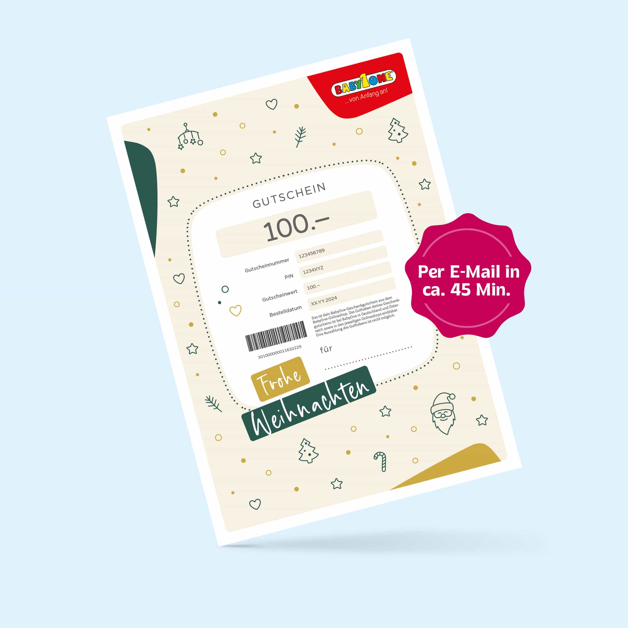 Geschenkgutscheine, Grün – Besonderheit: Versand per E-Mail direkt nach Zahlung
