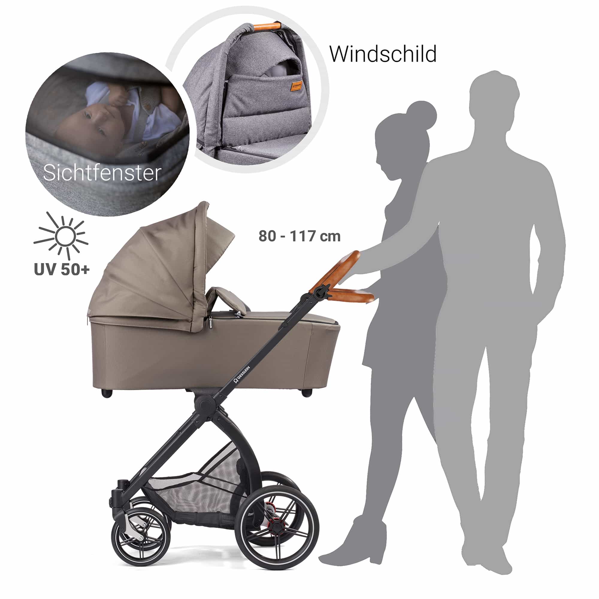 Kombi-Kinderwagen, GESSLEIN, Beige – Produktansicht