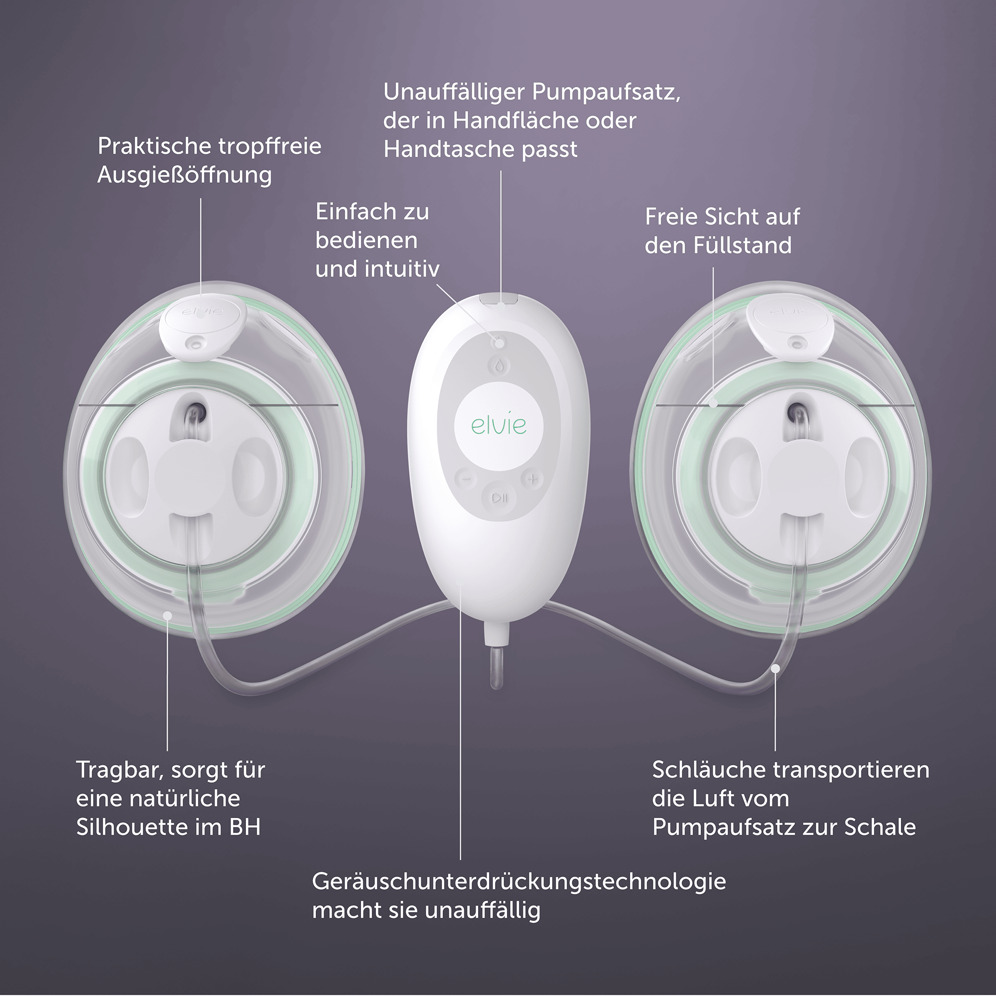 Milchpumpen, elvie, Transparent – Produktansicht