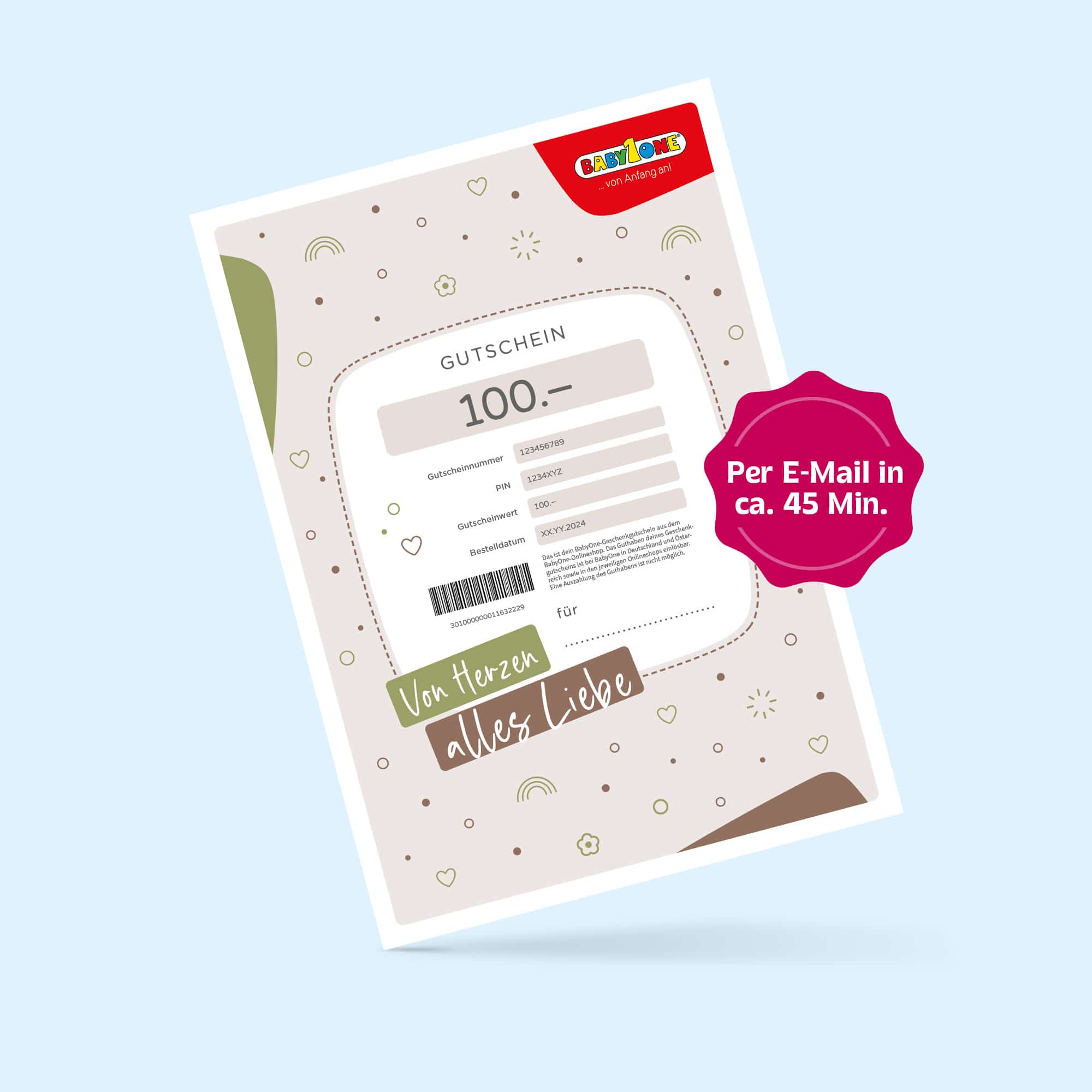 Geschenkgutscheine, Beige – Besonderheit: Versand per E-Mail direkt nach Zahlung
