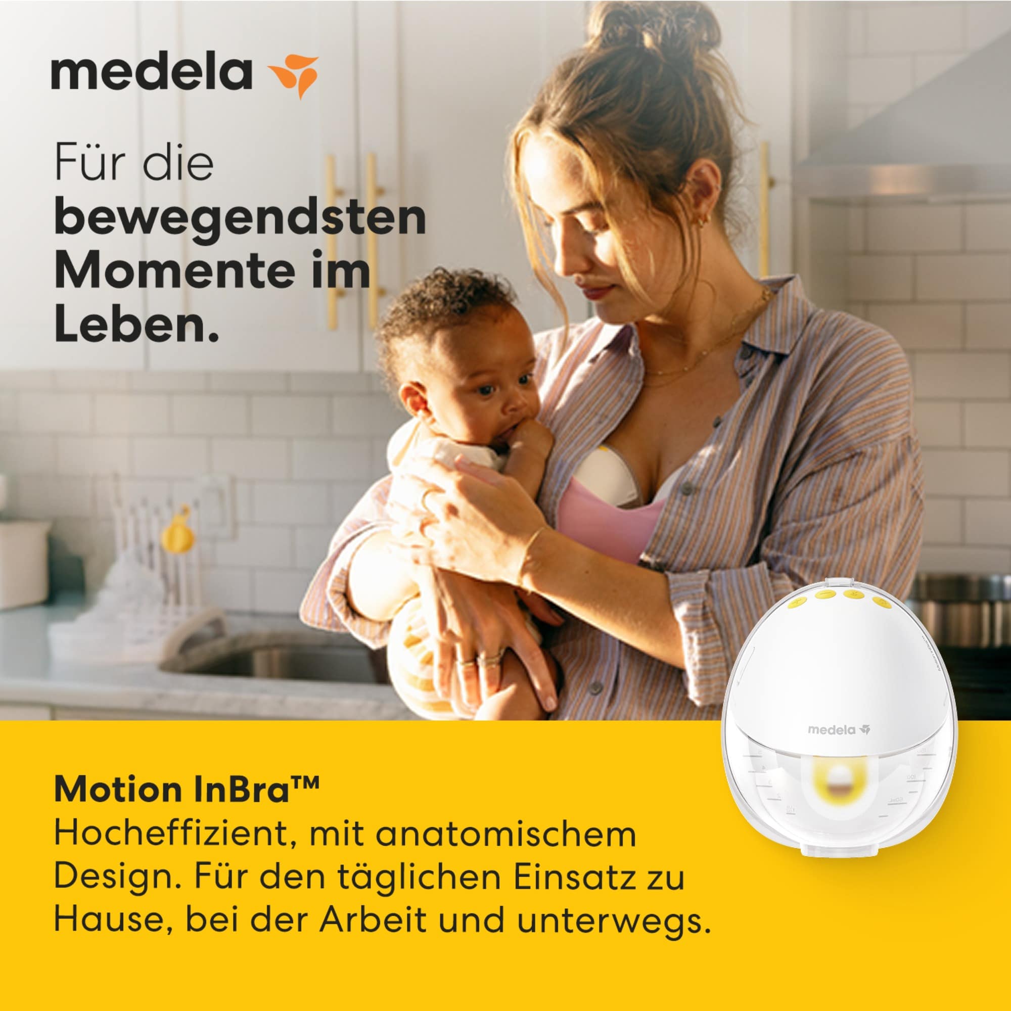 Hands Free Milchpumpen, medela, Transparent – Besonderheit: tragbare Milchpumpe - passt vollständig in den BH