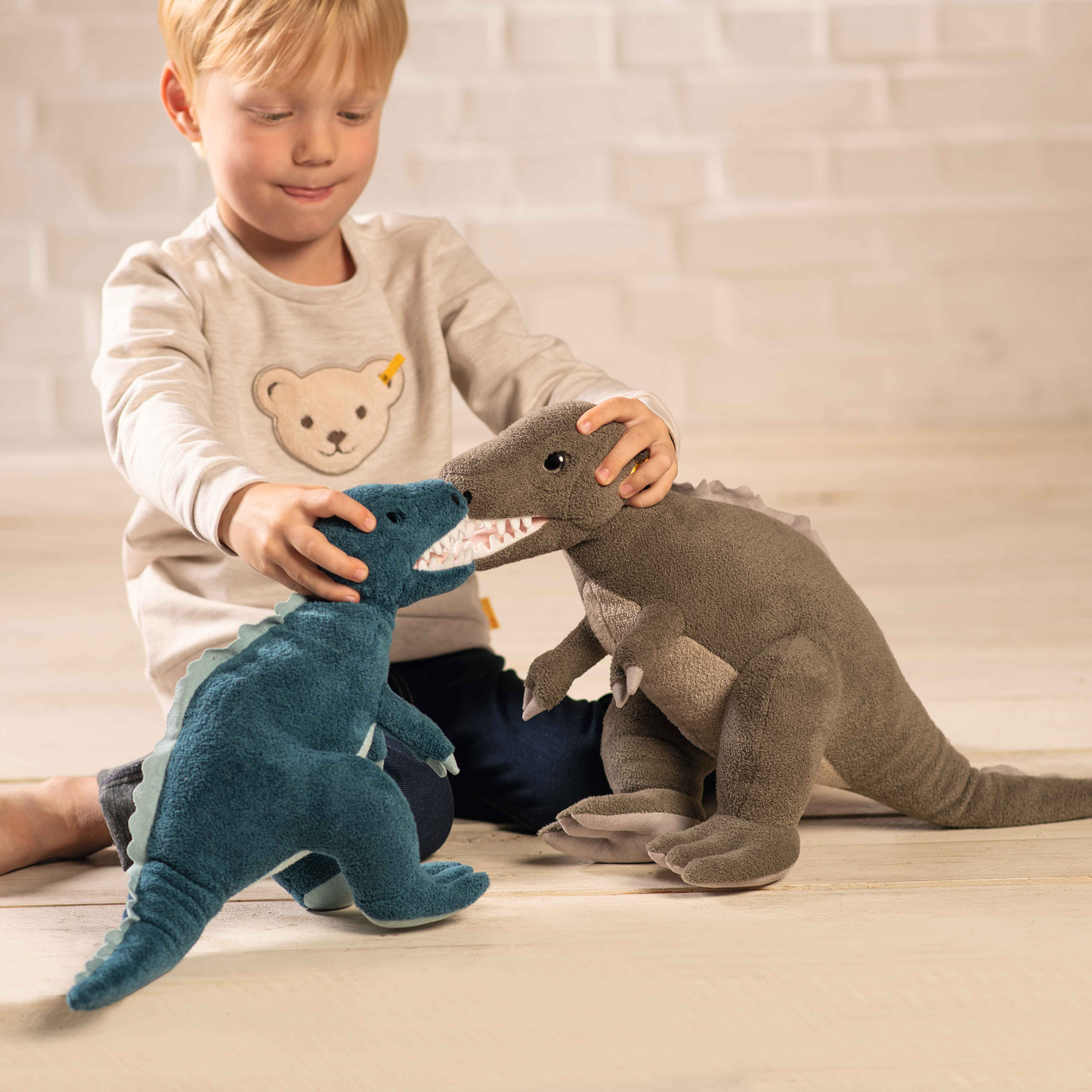 Kuscheltiere, Steiff, Blau – Besonderheit: Dinosaurier zum Kuscheln und Spielen