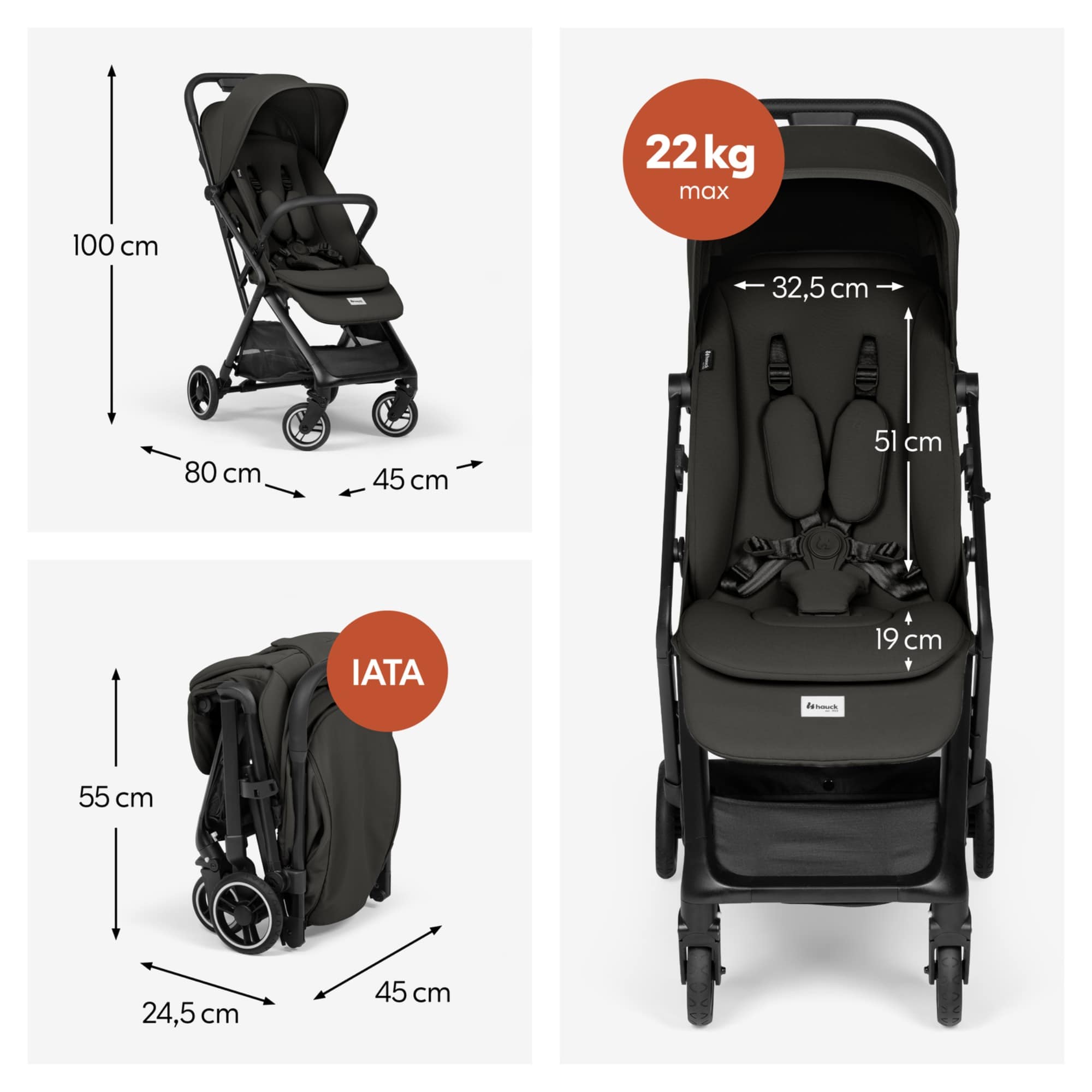 Reisebuggys, hauck, Schwarz – Produktansicht