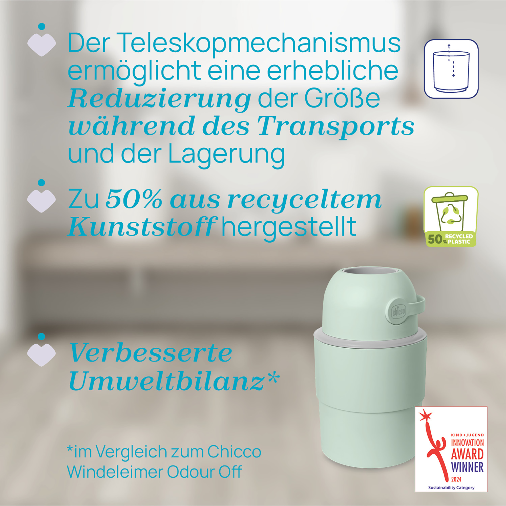 Windeleimer, chicco, Grün – Produktansicht