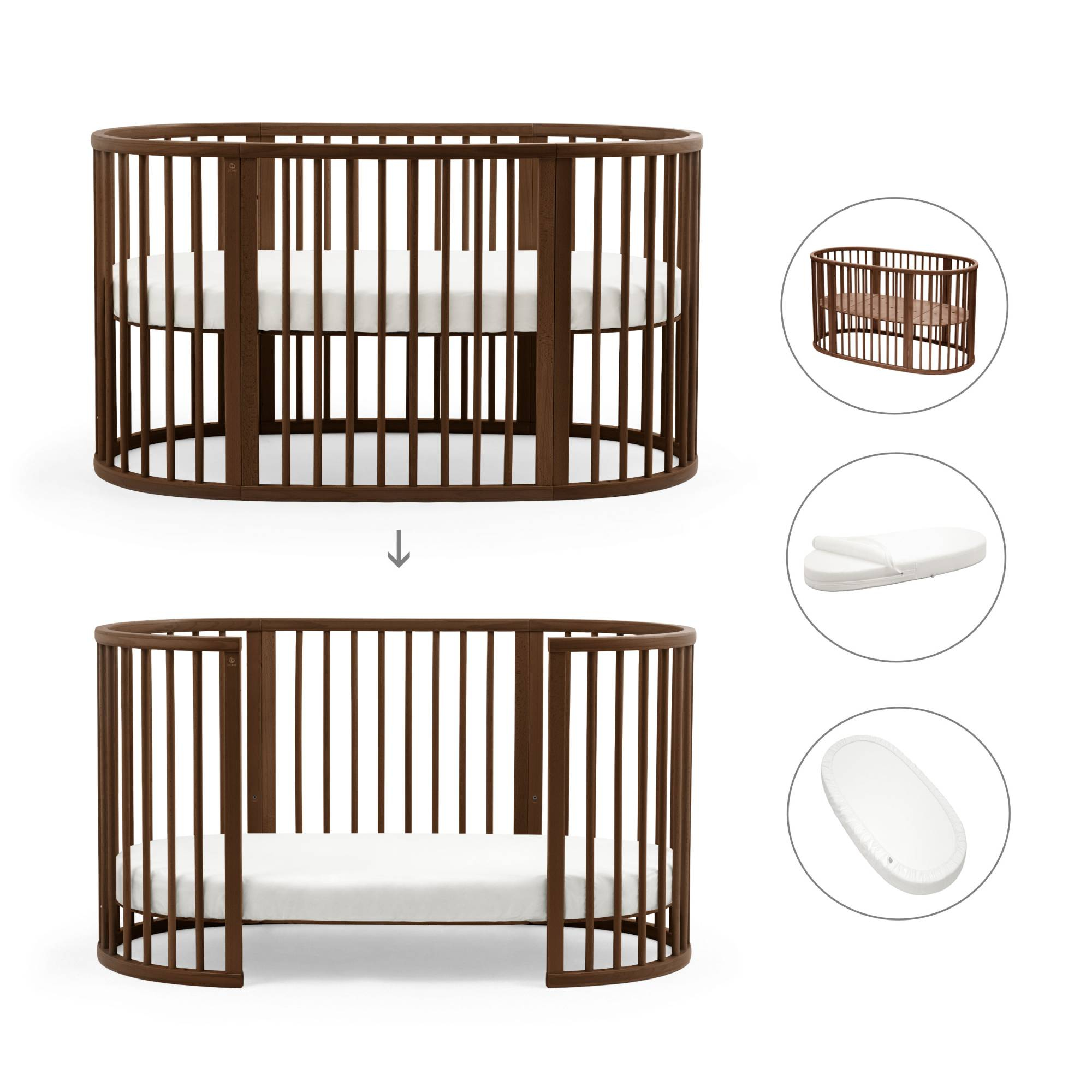 Gitterbetten, STOKKE, Braun – Produktansicht