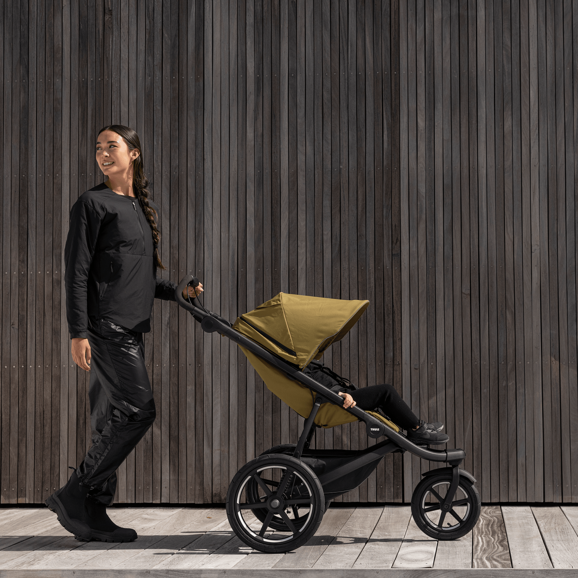 Kombi-Kinderwagen, THULE, Grün – Besonderheit: Set bestehend aus Jogger und Wanne