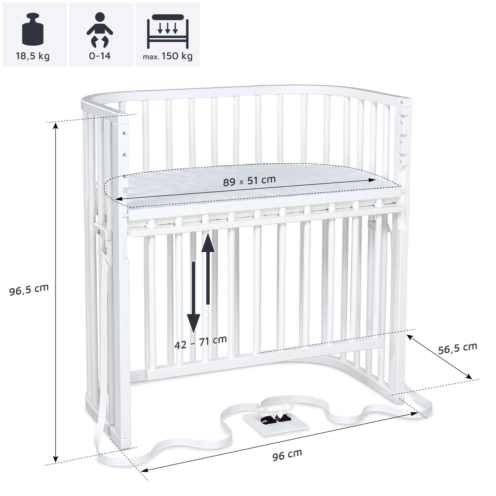Beistellbetten, babybay, Weiß – Produktansicht