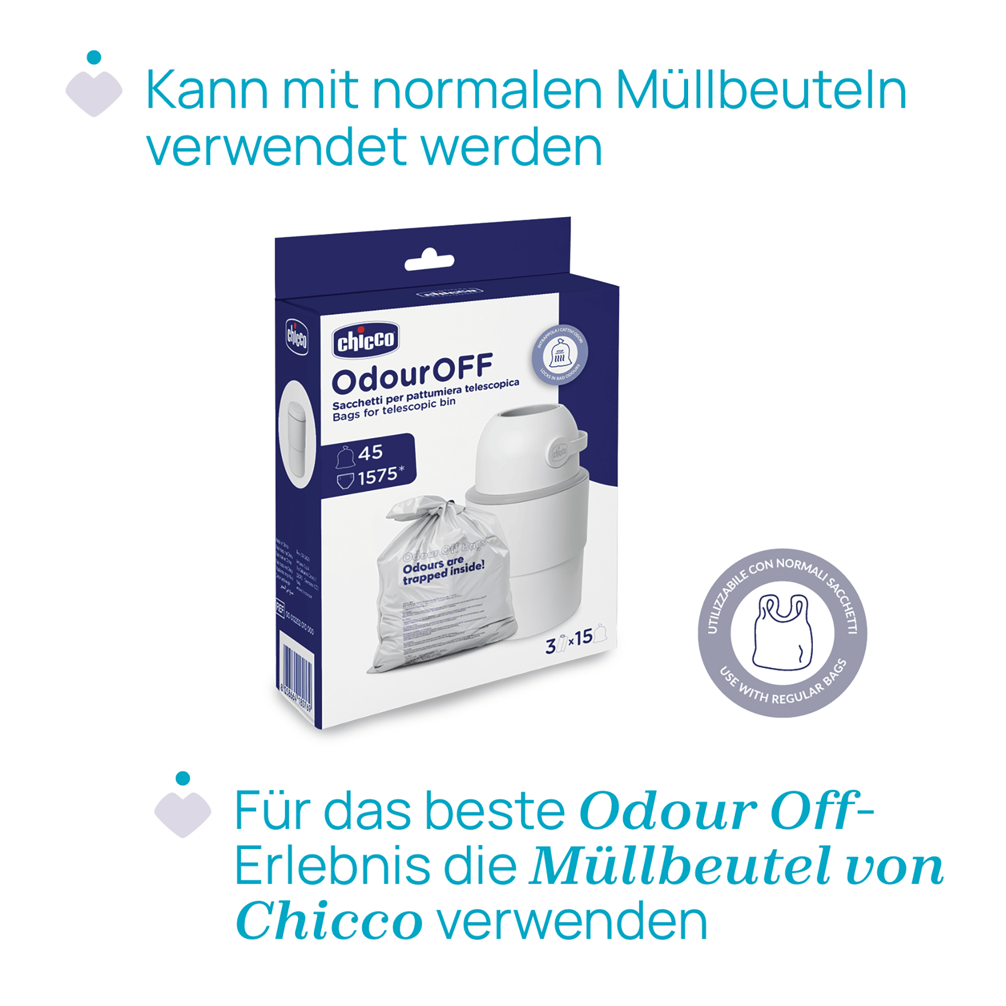 Windeleimer, chicco, Weiß – Produktansicht