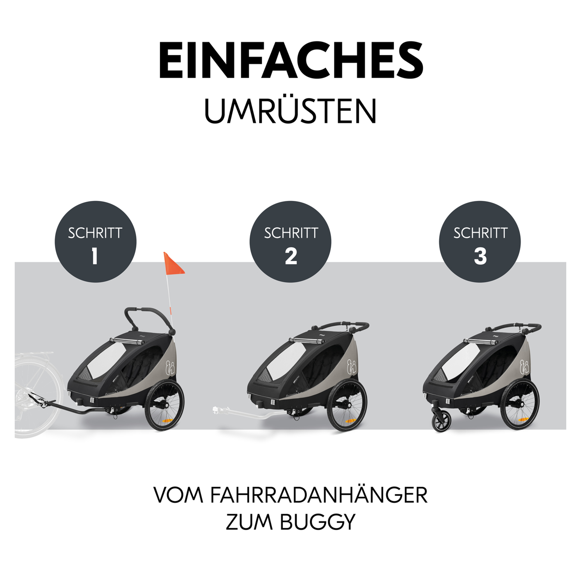 Fahrradanhänger, hauck, Schwarz – Produktansicht