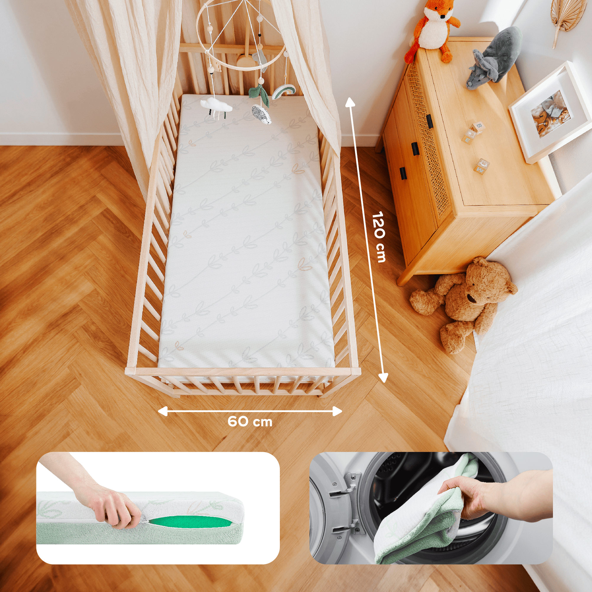 Matratzen 60 x 120 cm, babymoov, Weiß – Produktansicht