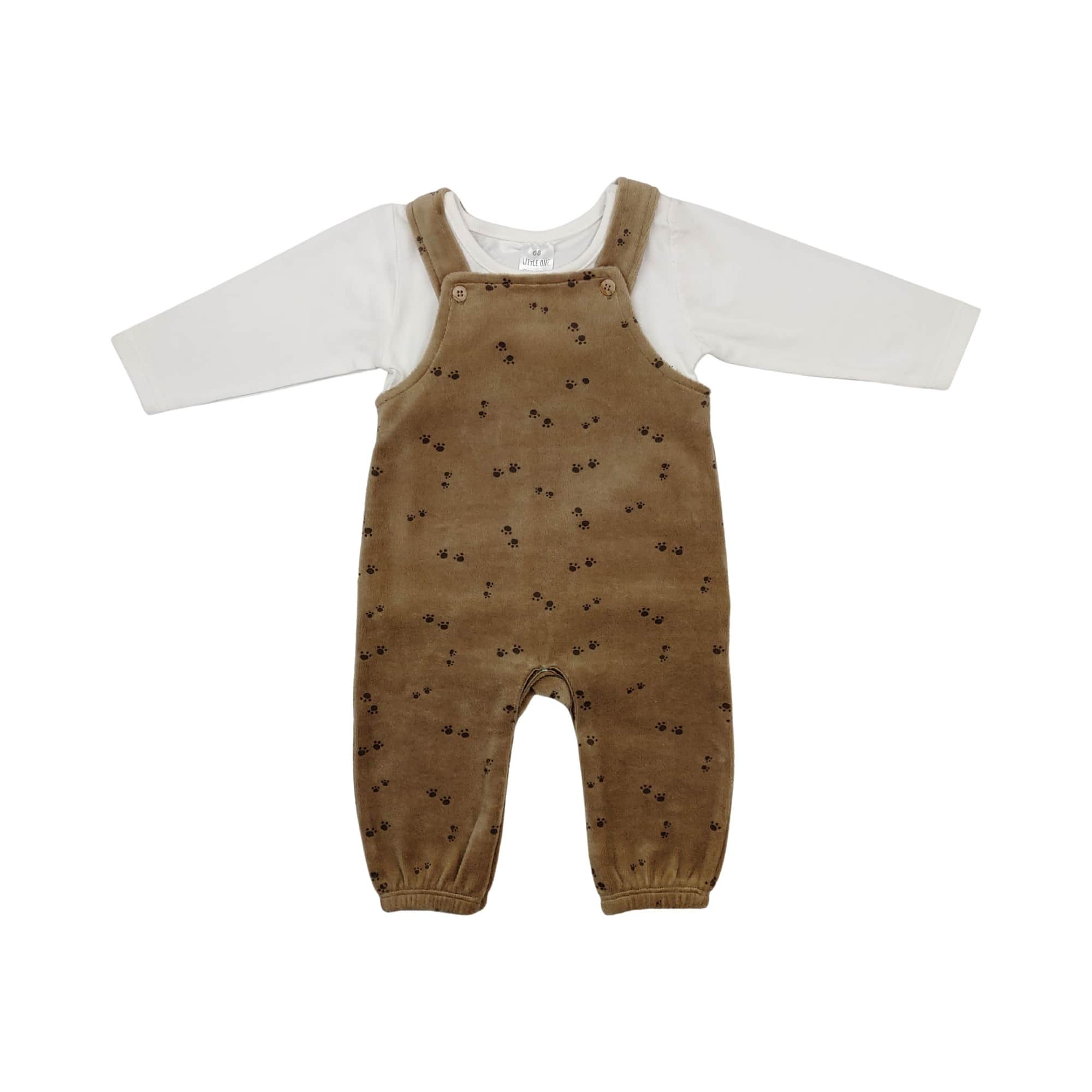 Strampler, LITTLE ONE, Braun – Besonderheit: Set bestehend aus Strampler und Langarmshirt