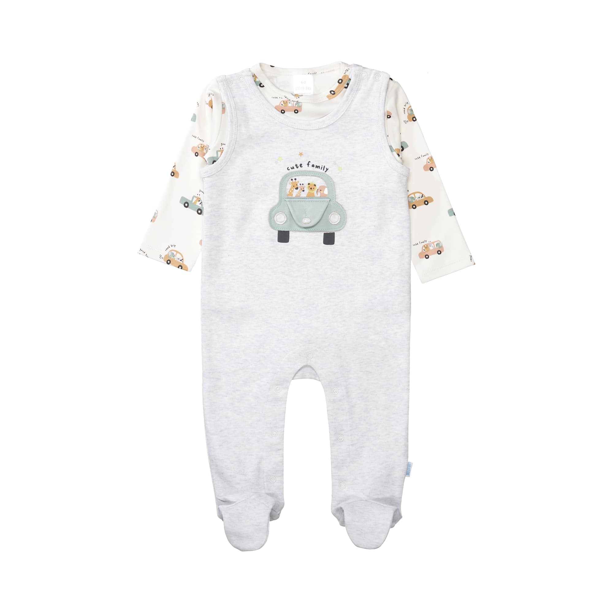 Strampler, LITTLE ONE, Grau – Besonderheit: Set bestehend aus Strampler und Langarmshirt