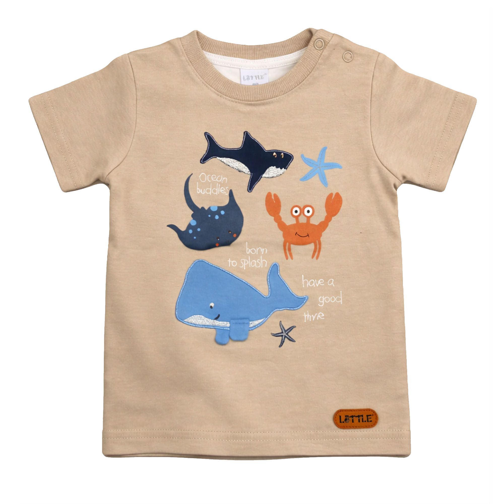 Kurzarmshirts, LITTLE, Beige – Besonderheit: aus 100% Baumwolle