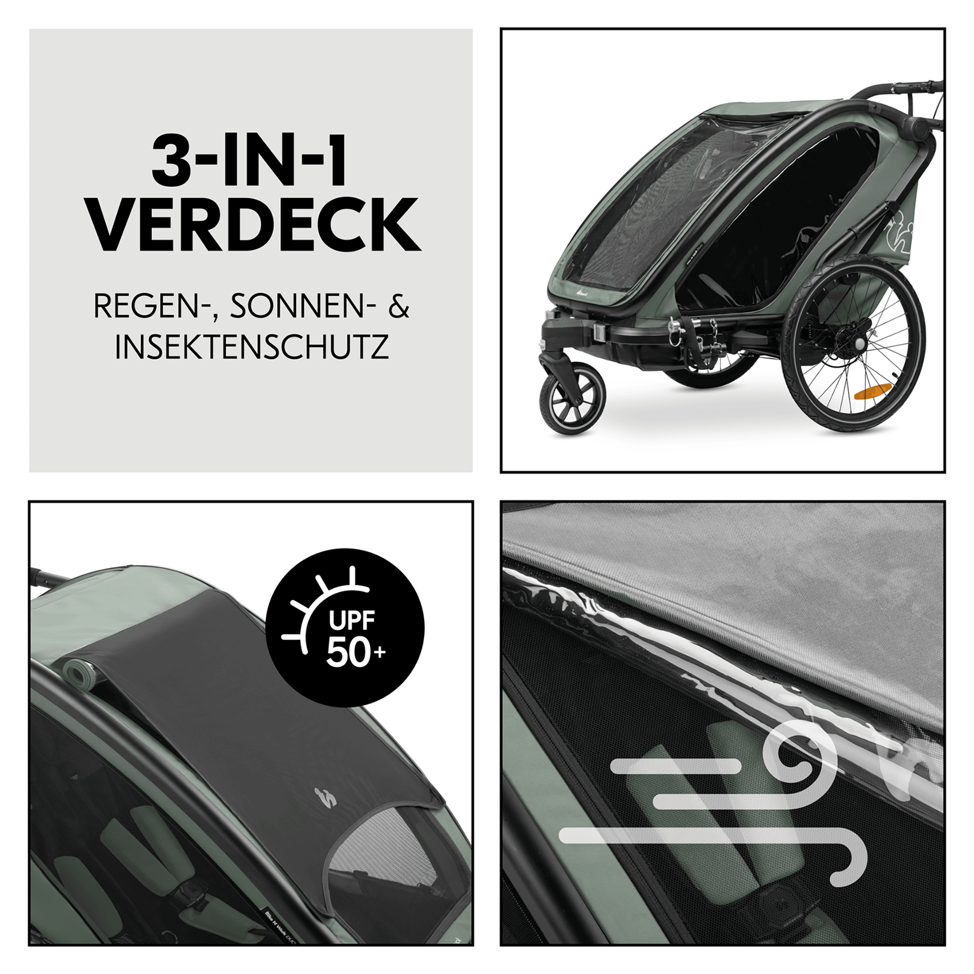 Fahrradanhänger, hauck, Grün – Produktansicht