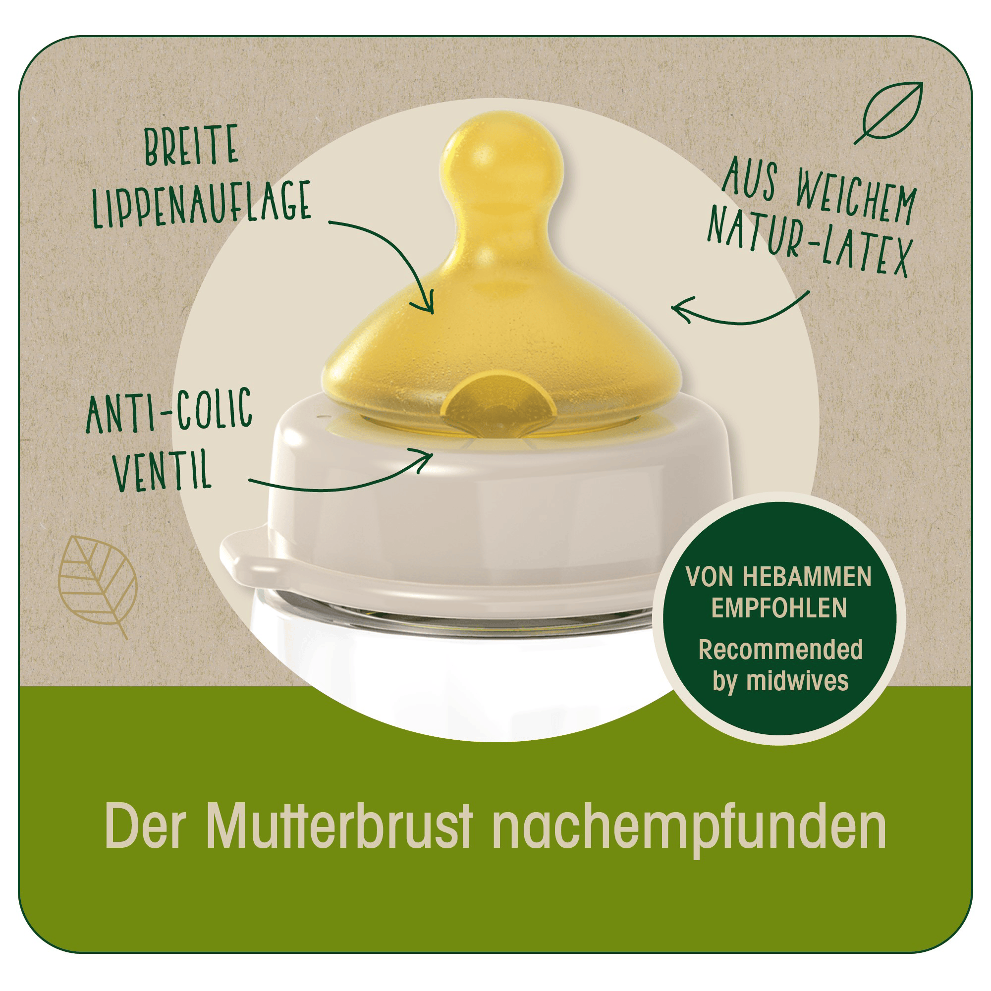 Babyfläschchen, nip, Beige – Produktansicht