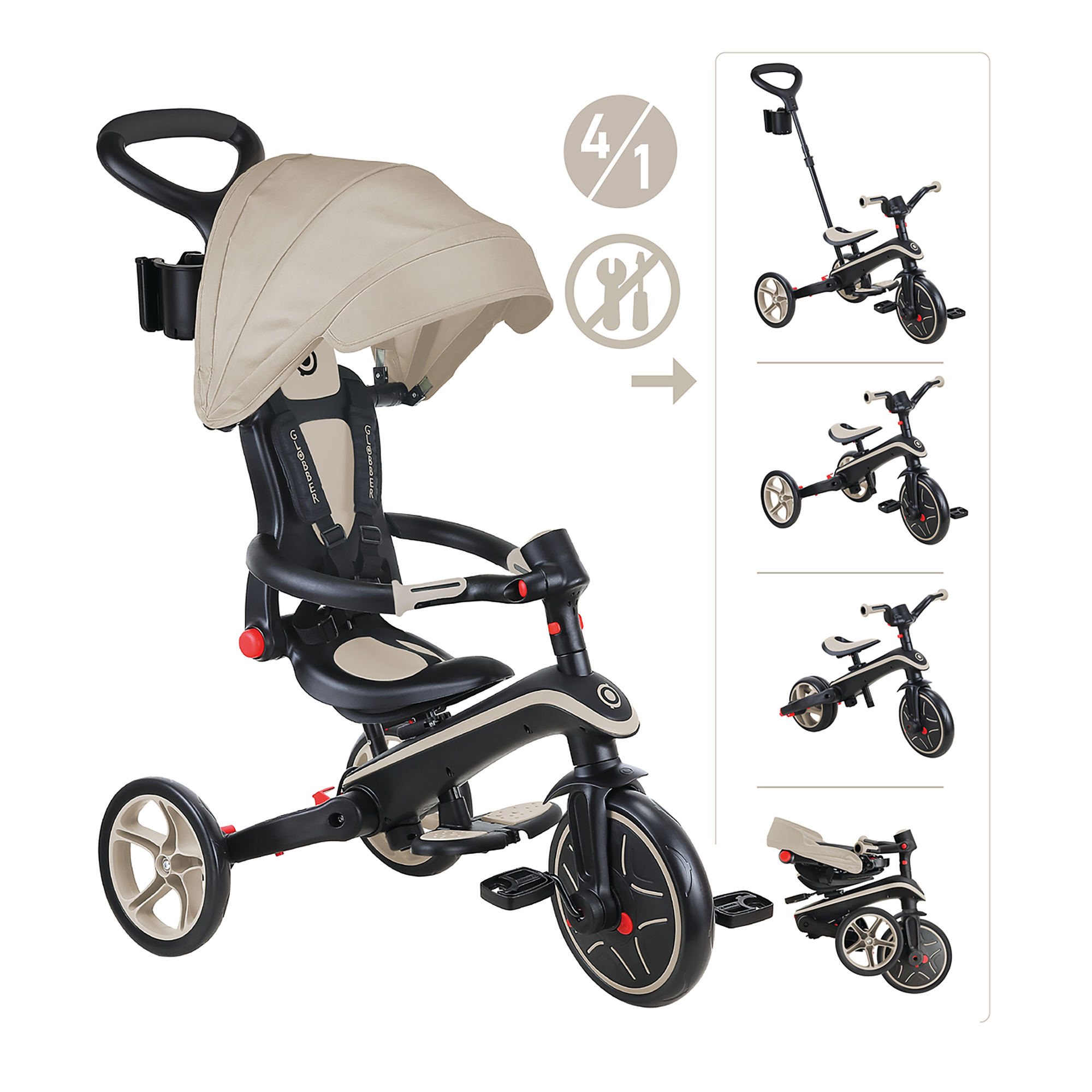 Dreiräder, GLOBBER, Beige – Produktansicht