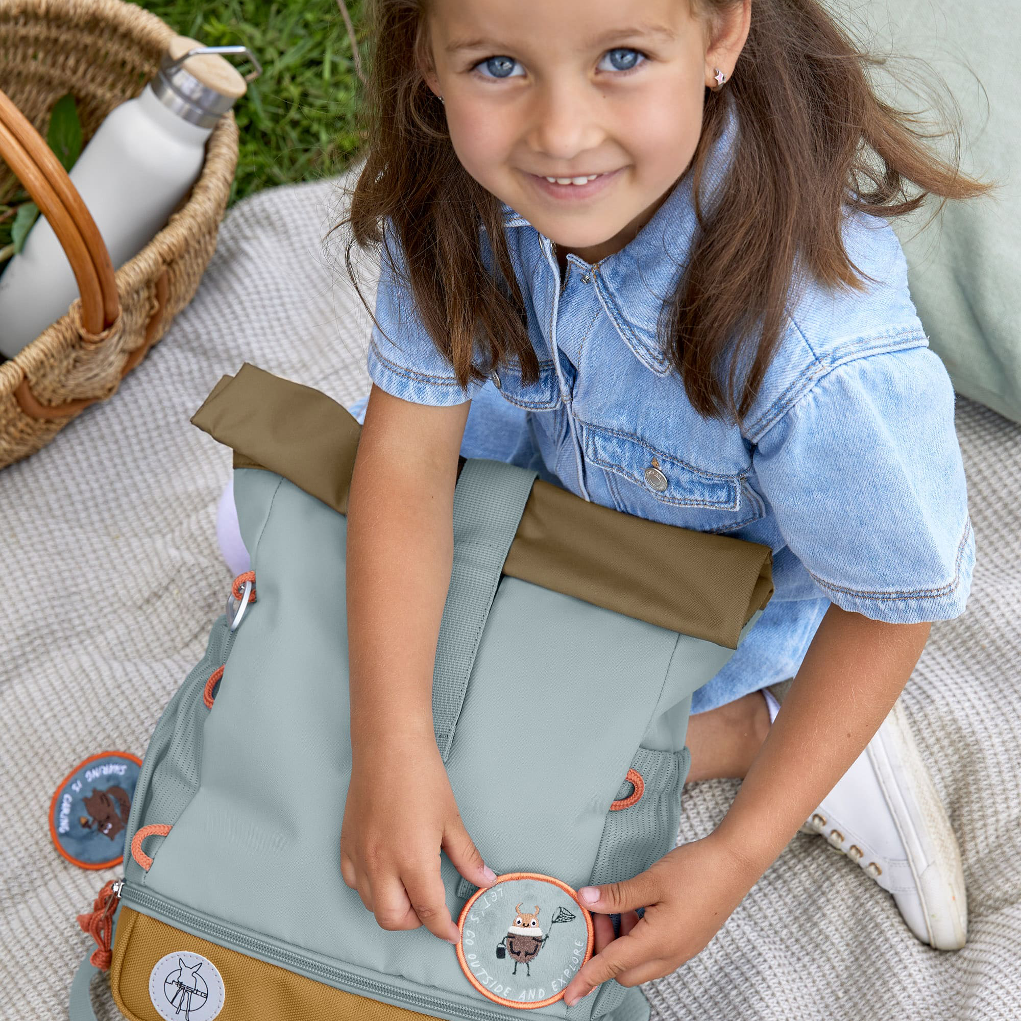 Kinderrucksäcke, LÄSSIG, Blau – Besonderheit: flexible Rolltop Öffnung