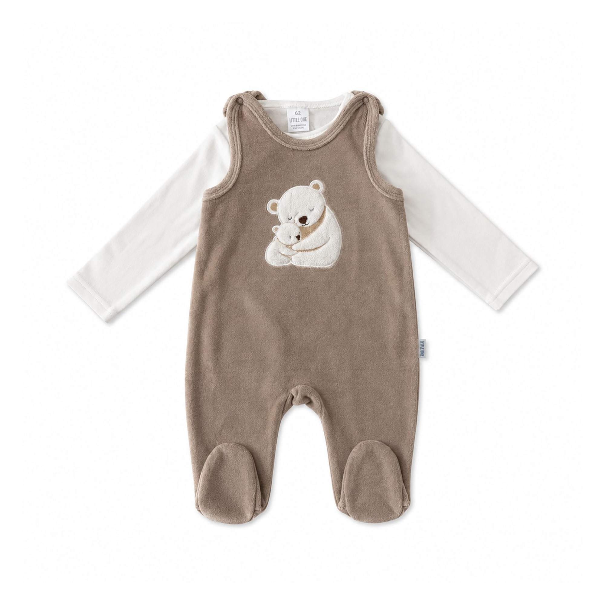 Strampler, LITTLE ONE, Braun – Besonderheit: Set bestehend aus einem Nicky-Strampler und einem Langarmshirt