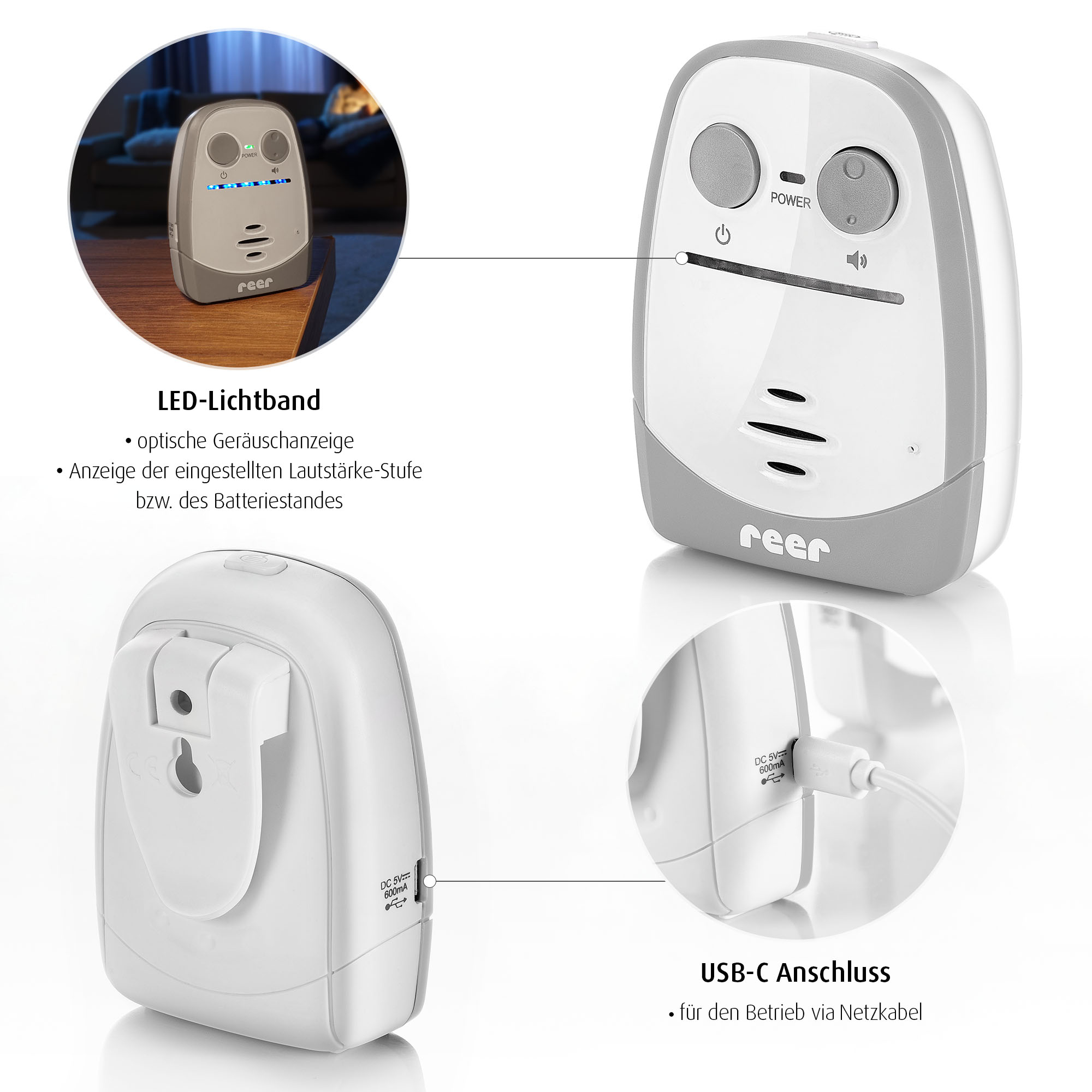 Audio Babyphone, reer, Weiß – Produktansicht