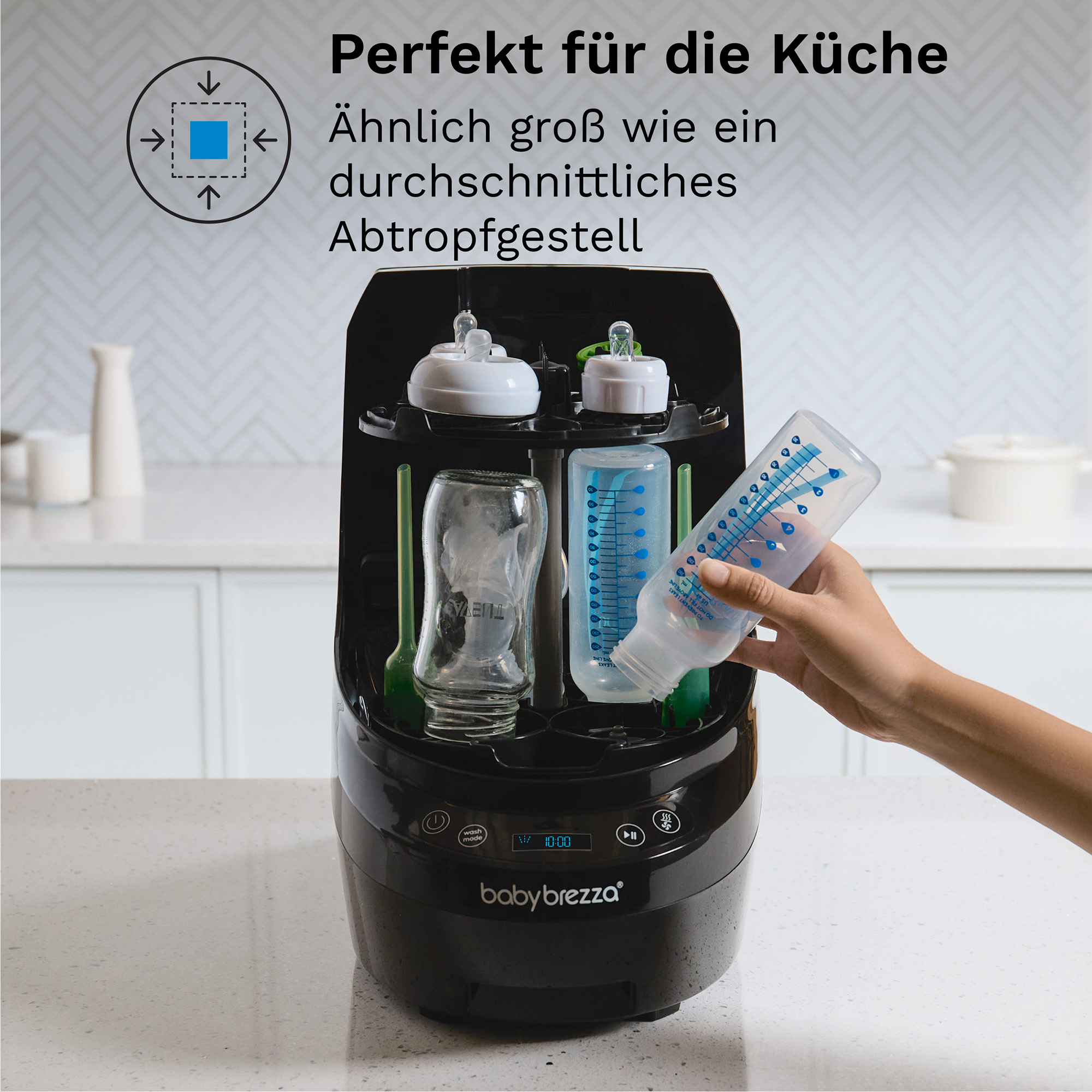 Vaporisatoren, babybrezza, Schwarz – Besonderheit: vollautomatisiertes Waschen, Sterilisieren und Trocknen