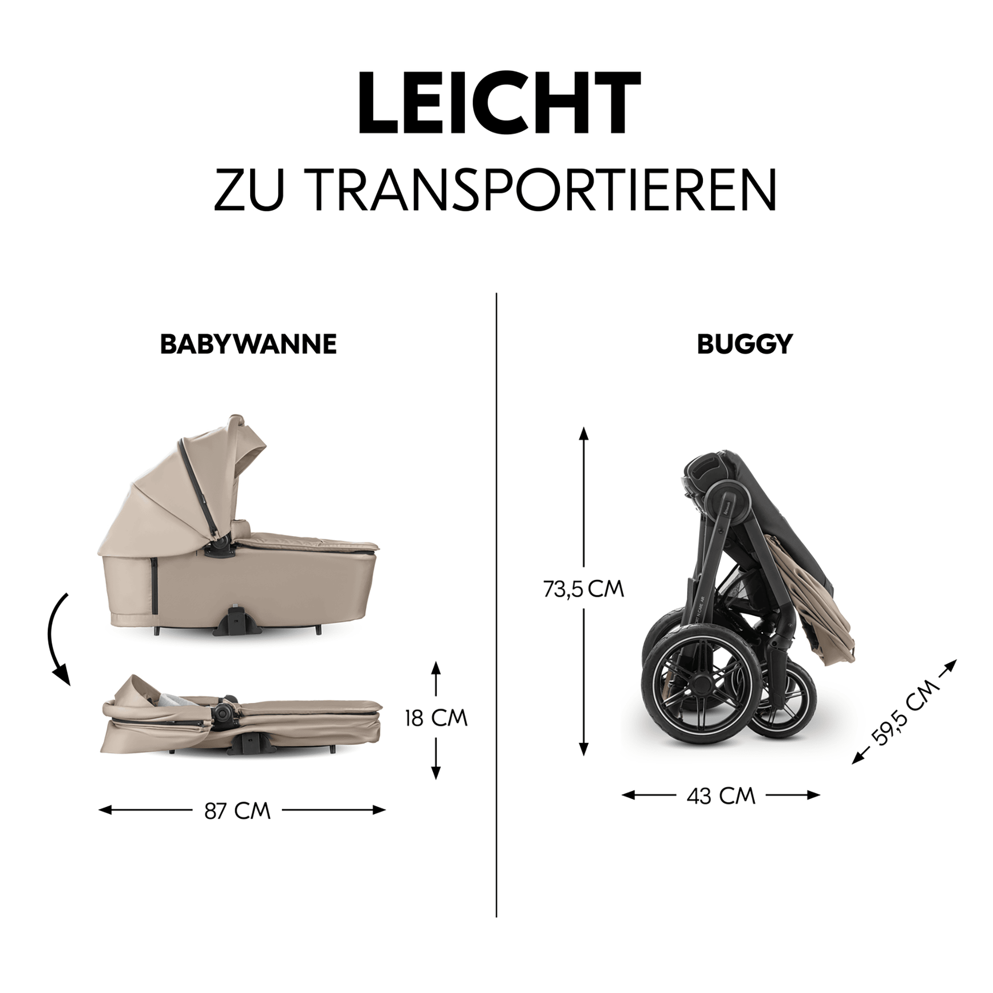 Kombi-Kinderwagen, hauck, Beige – Produktansicht