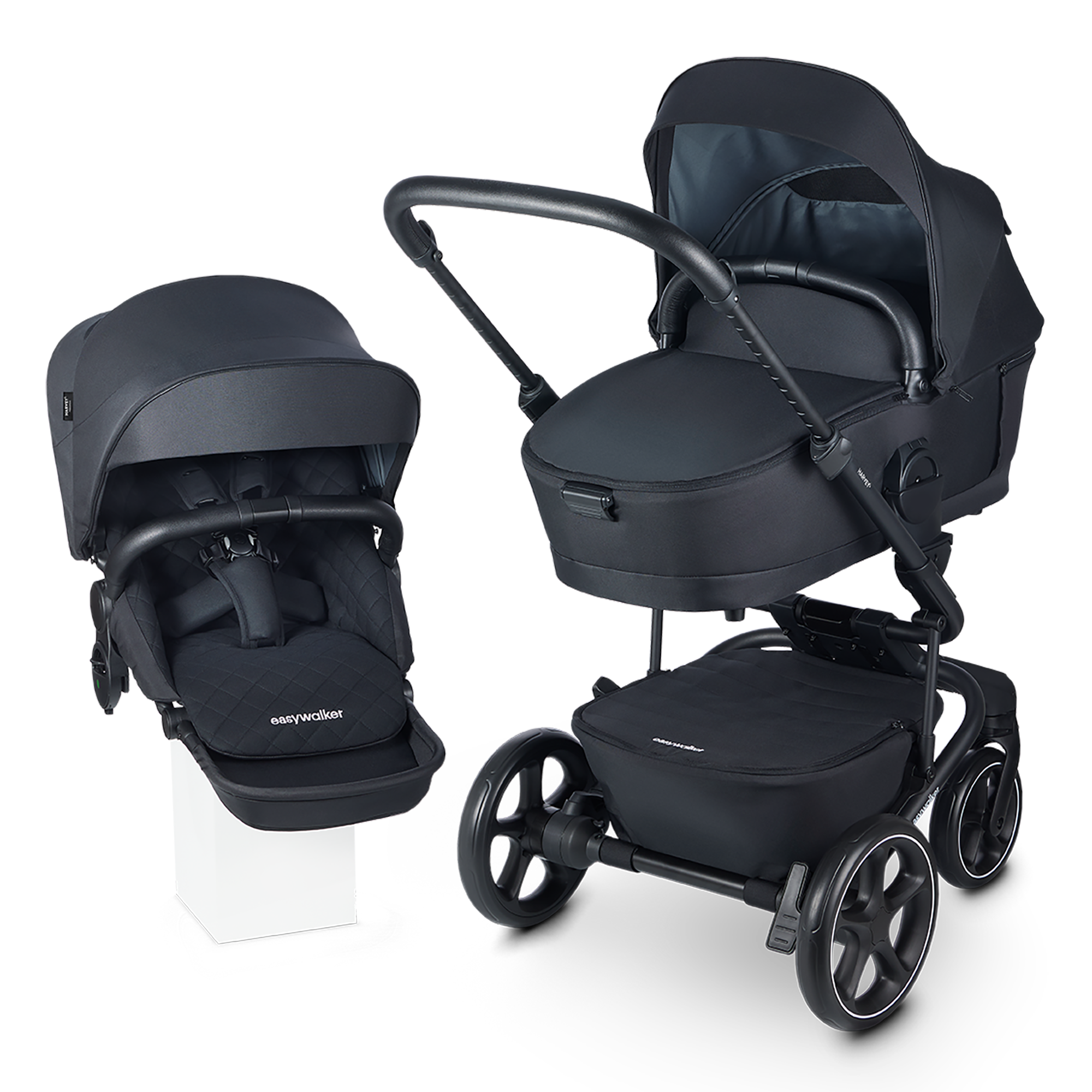Kombi-Kinderwagen, easywalker, Grau – Besonderheit: Set bestehend aus Sportwagen und Wanne