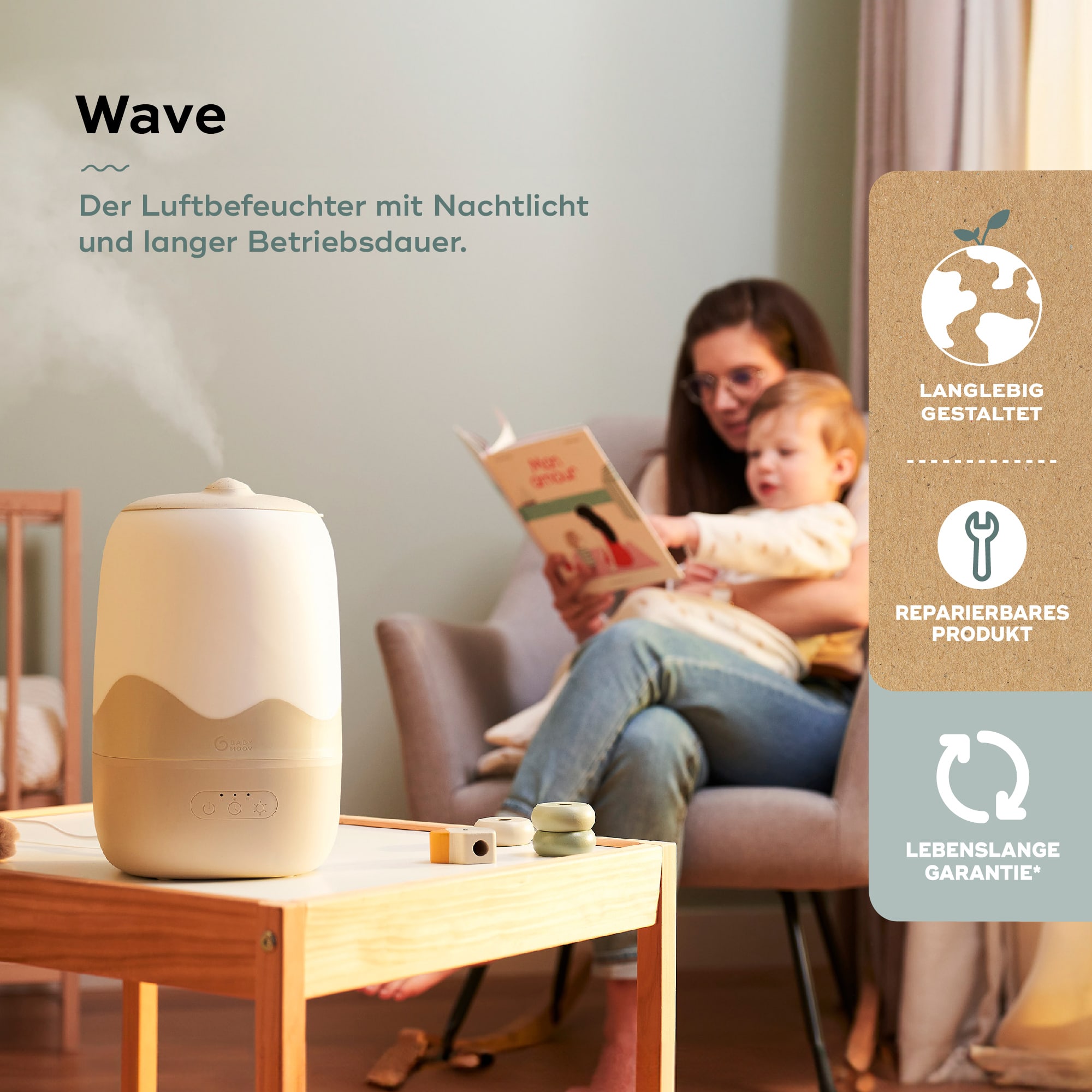 Luftbefeuchter, babymoov, Beige – Produktansicht
