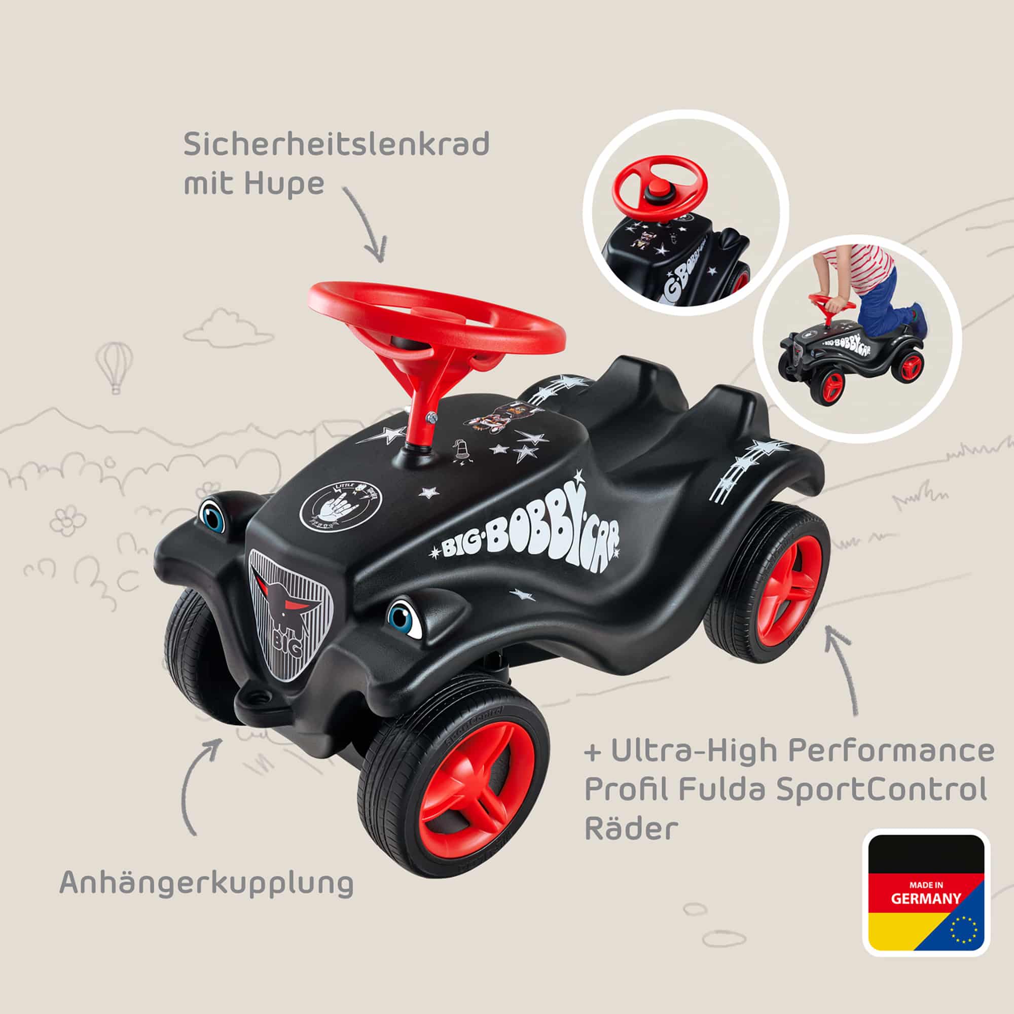 Bobby Car & Zubehör, BIG, Schwarz – Produktansicht
