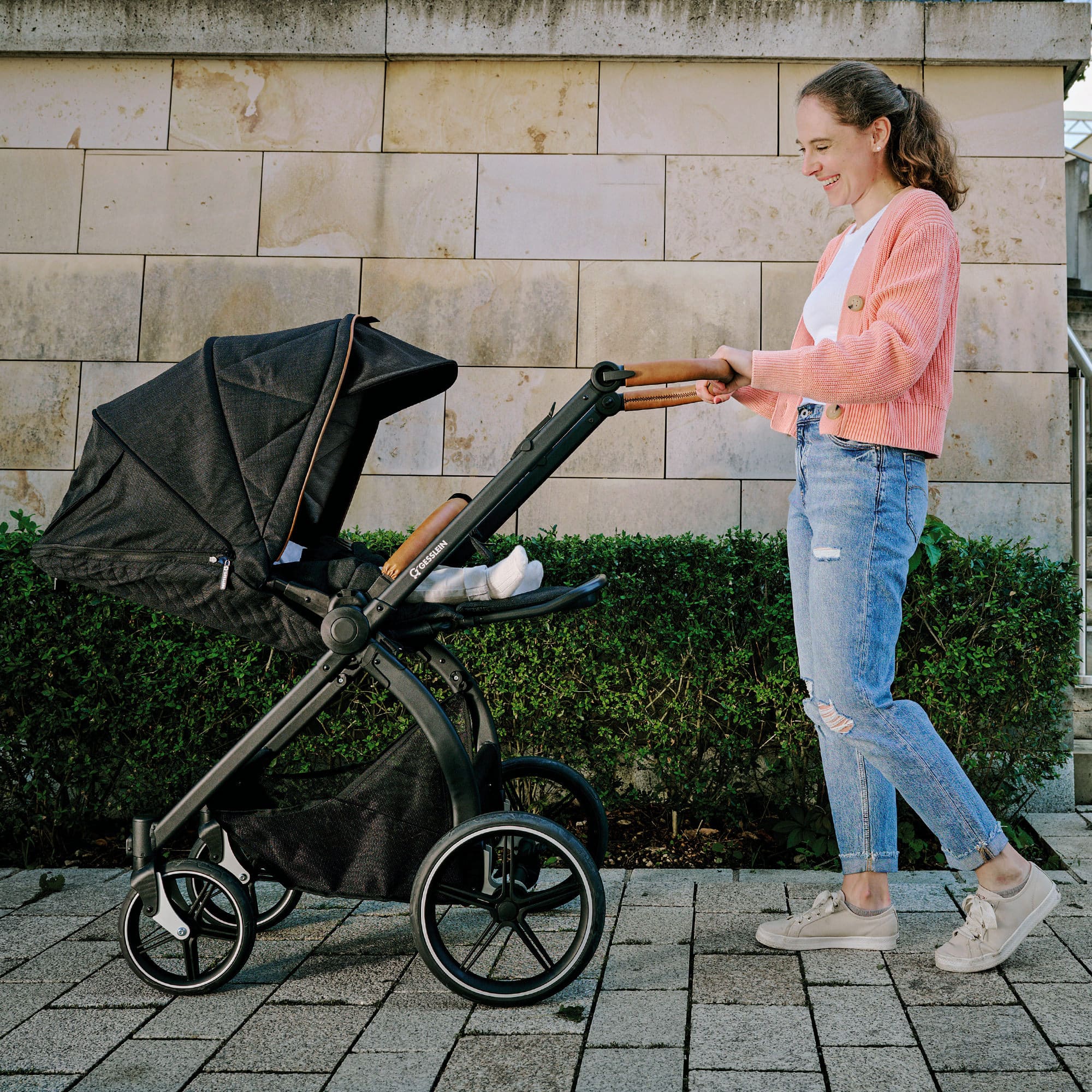 Kombi-Kinderwagen, GESSLEIN, Schwarz – Produktansicht