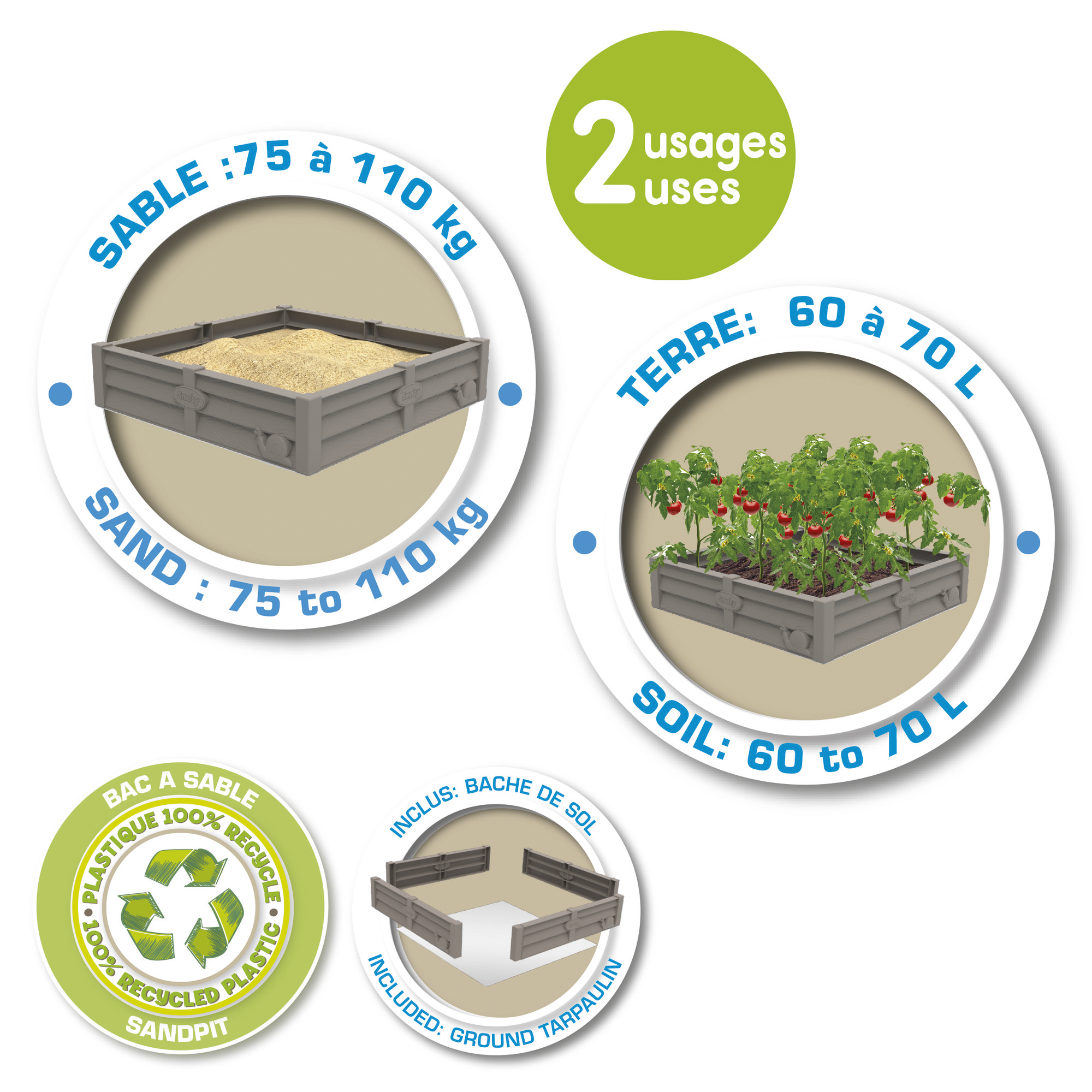 Sandkasten, Smoby, Grau – Produktansicht