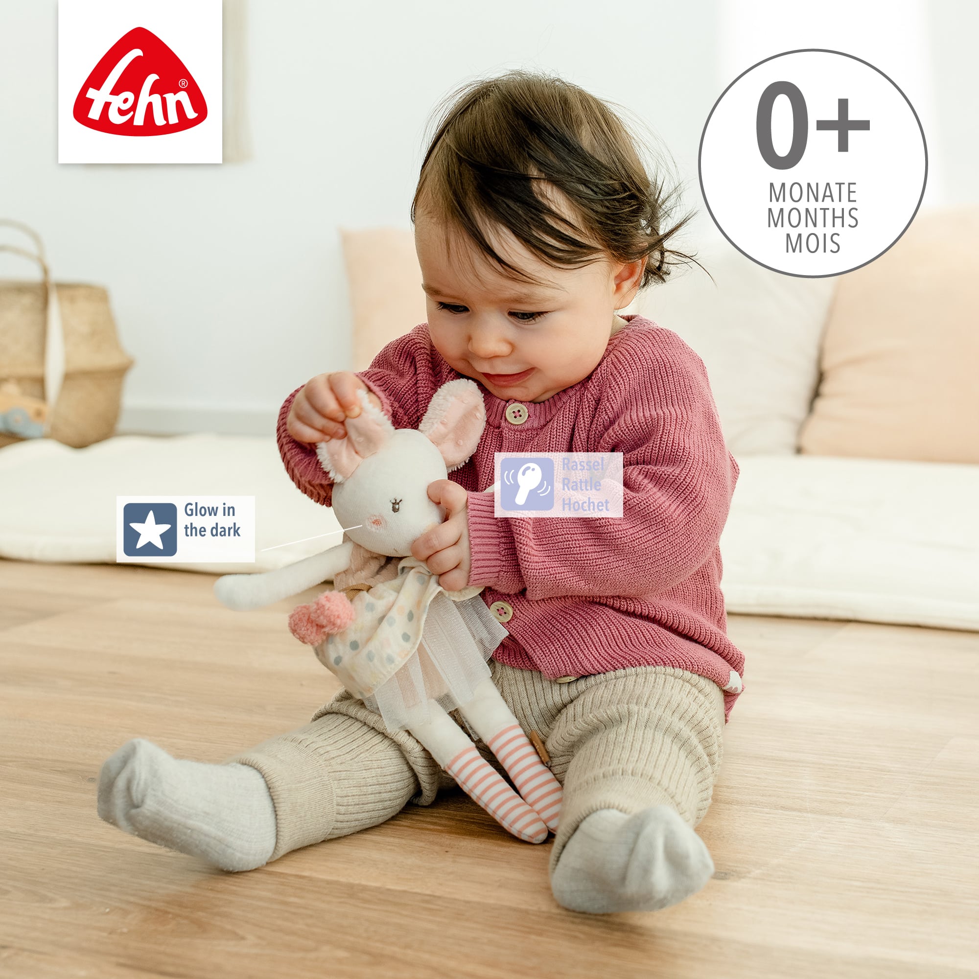 Kuscheltiere, fehn, Beige – Besonderheit: fördert die sensorische Entwicklung