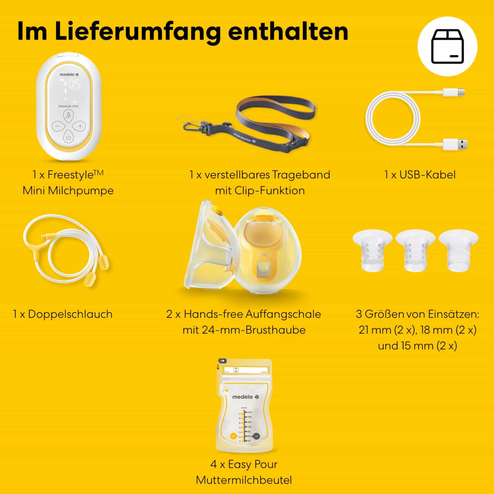 Hands Free Milchpumpen, medela, Transparent – Produktansicht