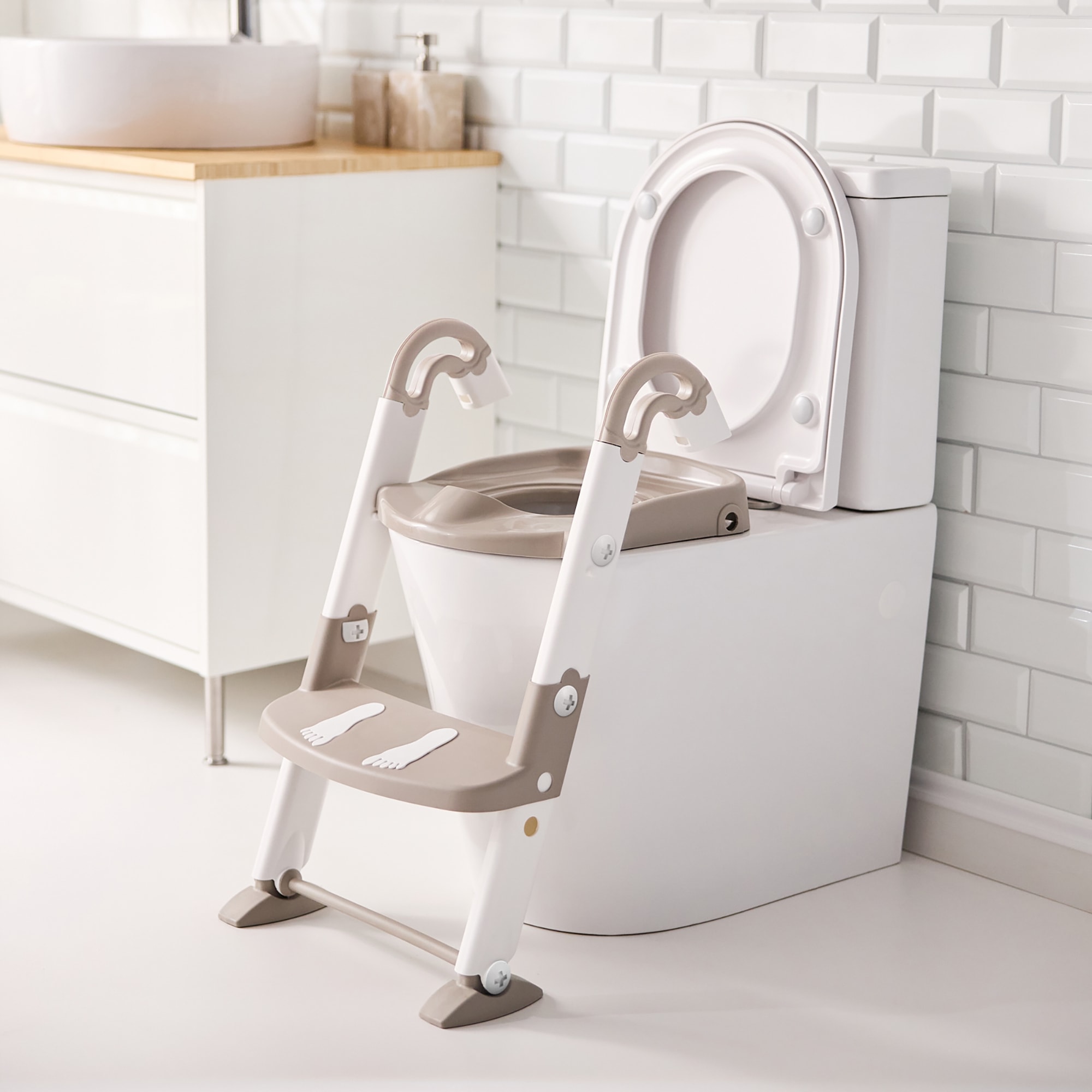 Toilettentrainer mit Treppe, rotho Babydesign, Beige – Produktansicht
