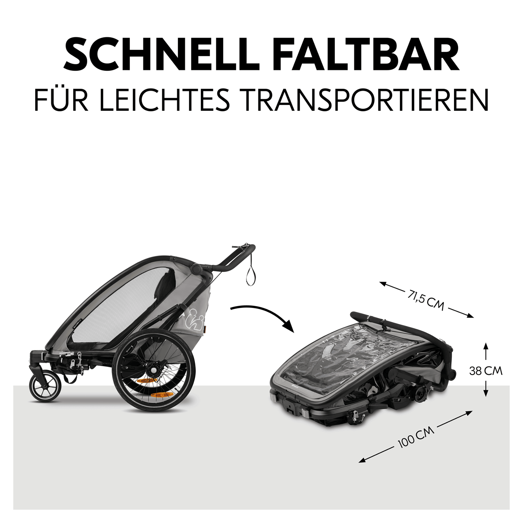 Fahrradanhänger, hauck, Grau – Produktansicht