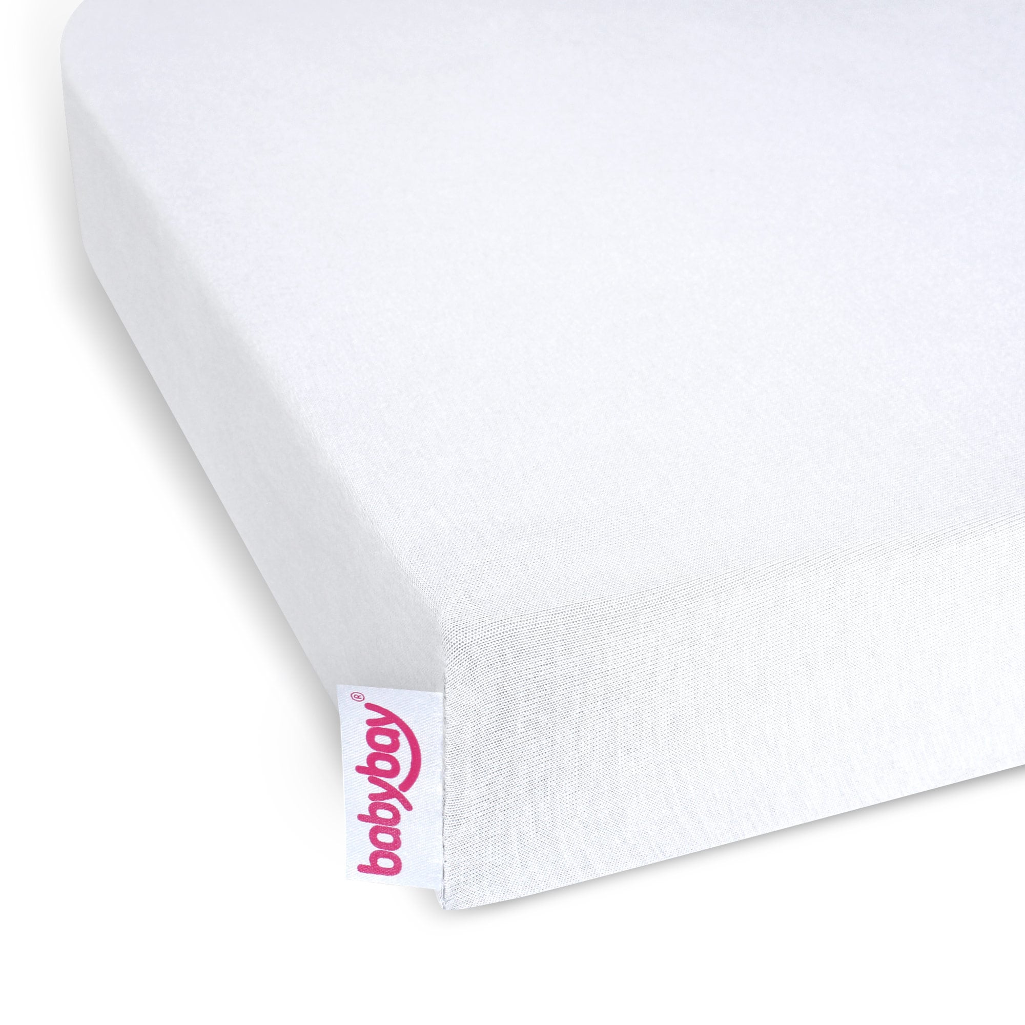Spannbettlaken, babybay, Weiß – Produktansicht