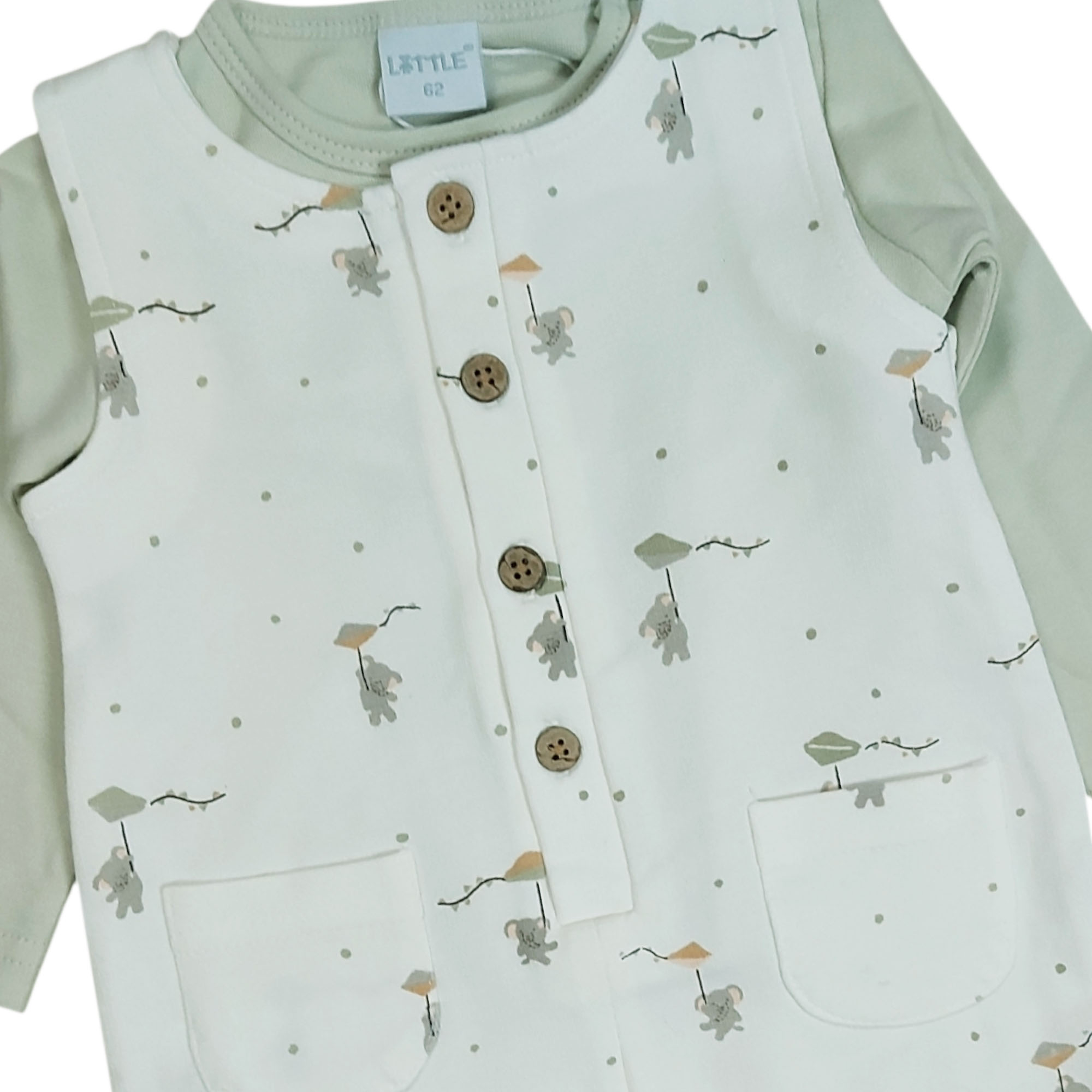 Strampler, LITTLE, Weiß – Besonderheit: Set bestehend aus Strampler und Langarmshirt