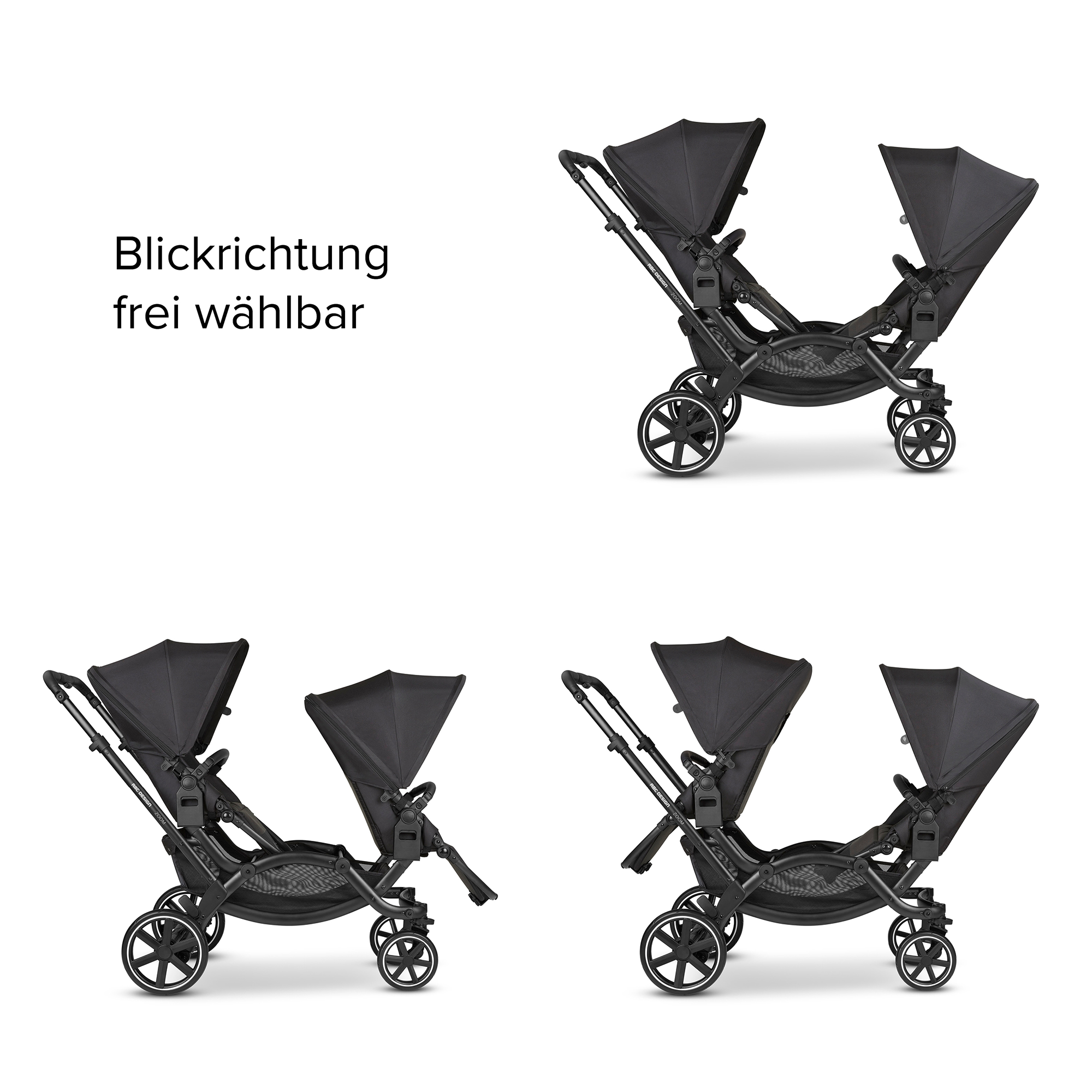 Zwillingswagen & Geschwisterwagen, ABC DESIGN, Schwarz – Produktansicht